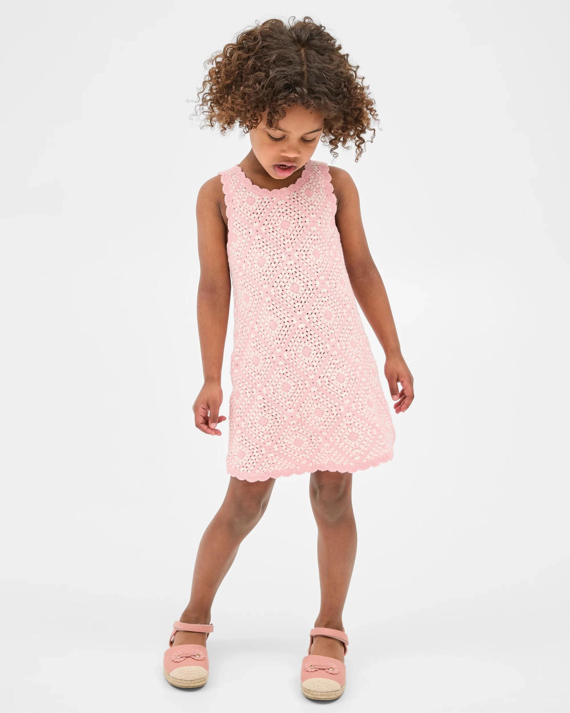 2 Target Australian Cotton Fashion Crochet Knit Dress PINK, 2 of 8