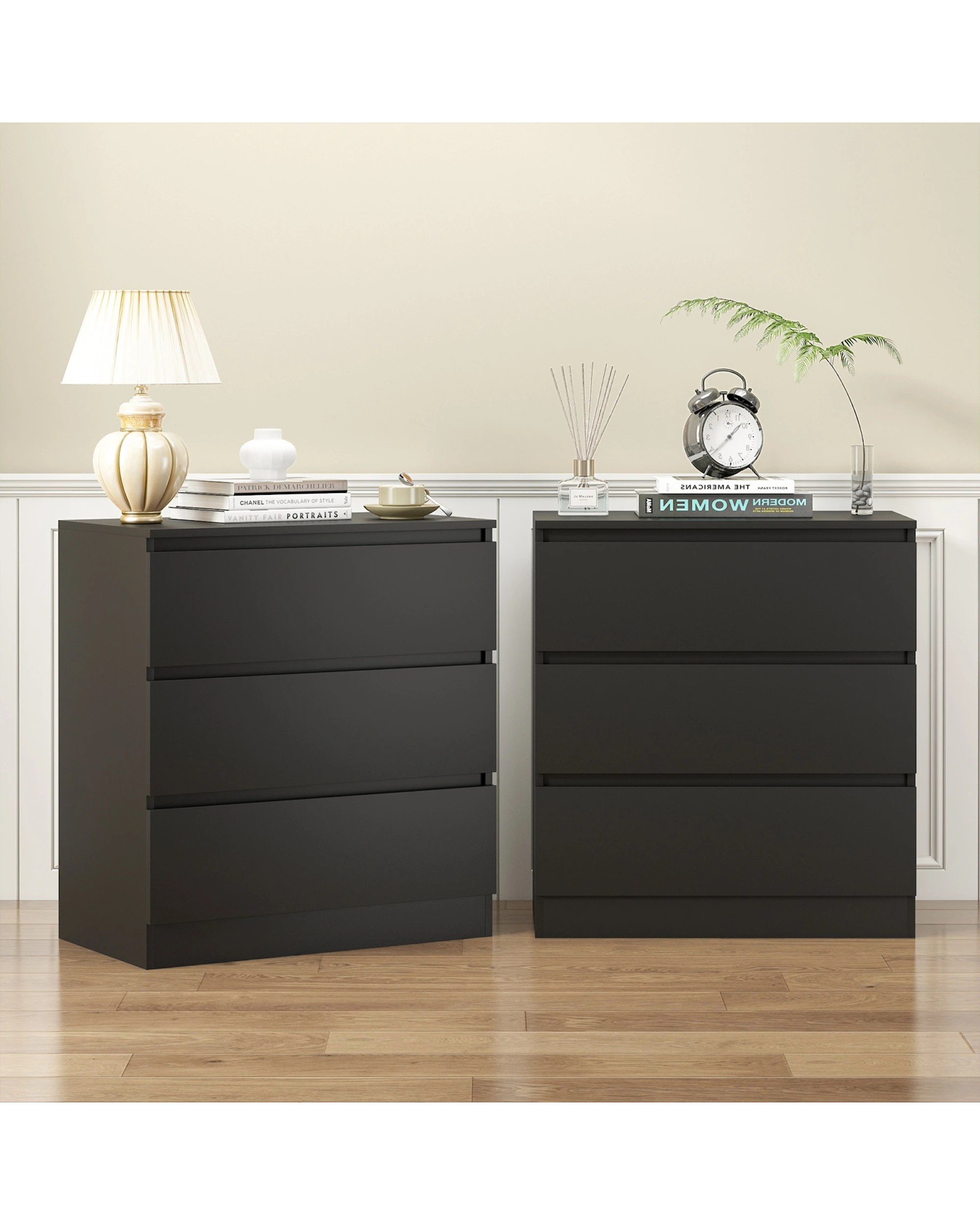 2 Advwin Set of 2 Bedside Table 77cm - Black, 2 of 10