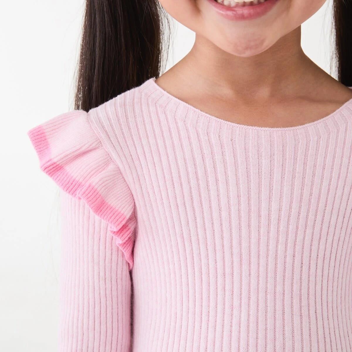 4 Long Sleeve Viscose Knit Dress Pink Marle, 4 of 9