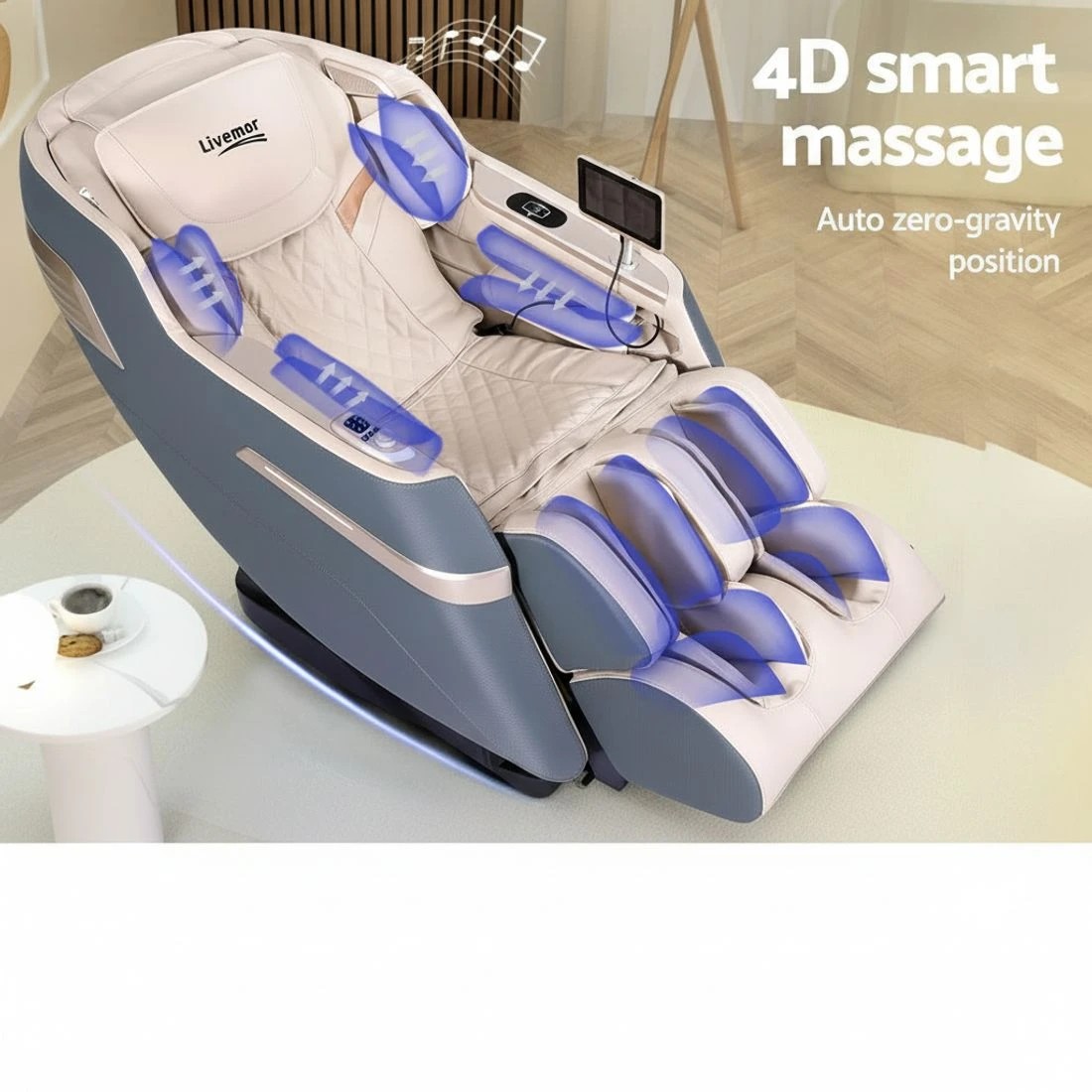 4 Livemor 4D Massage Chair Recliner SL Track Full Body Zero Gravity Massager Heated AI Body - Multi, 4 of 6