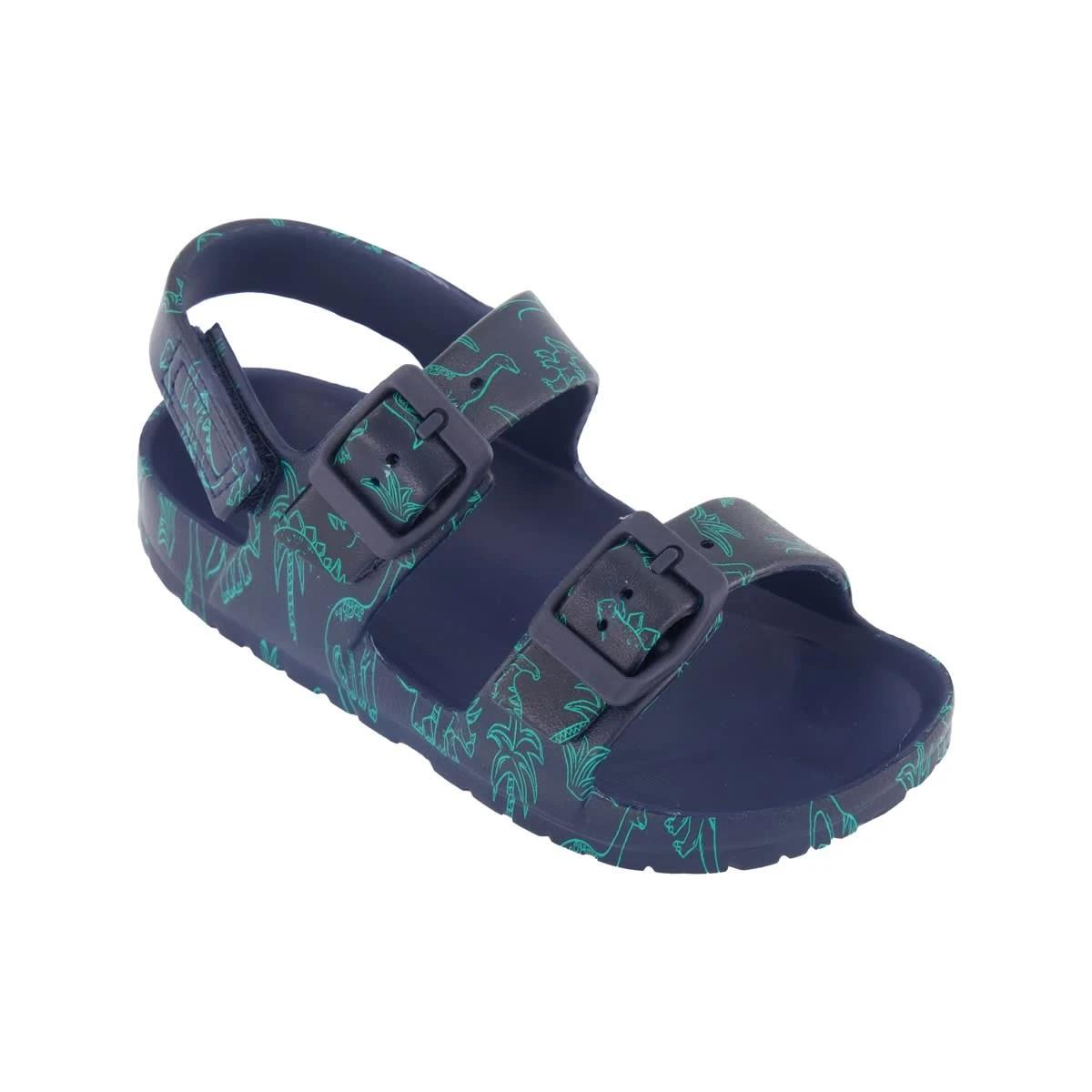 3 Junior Double Strap Slides NAVY DINO OUTLINE SHOE, 3 of 3
