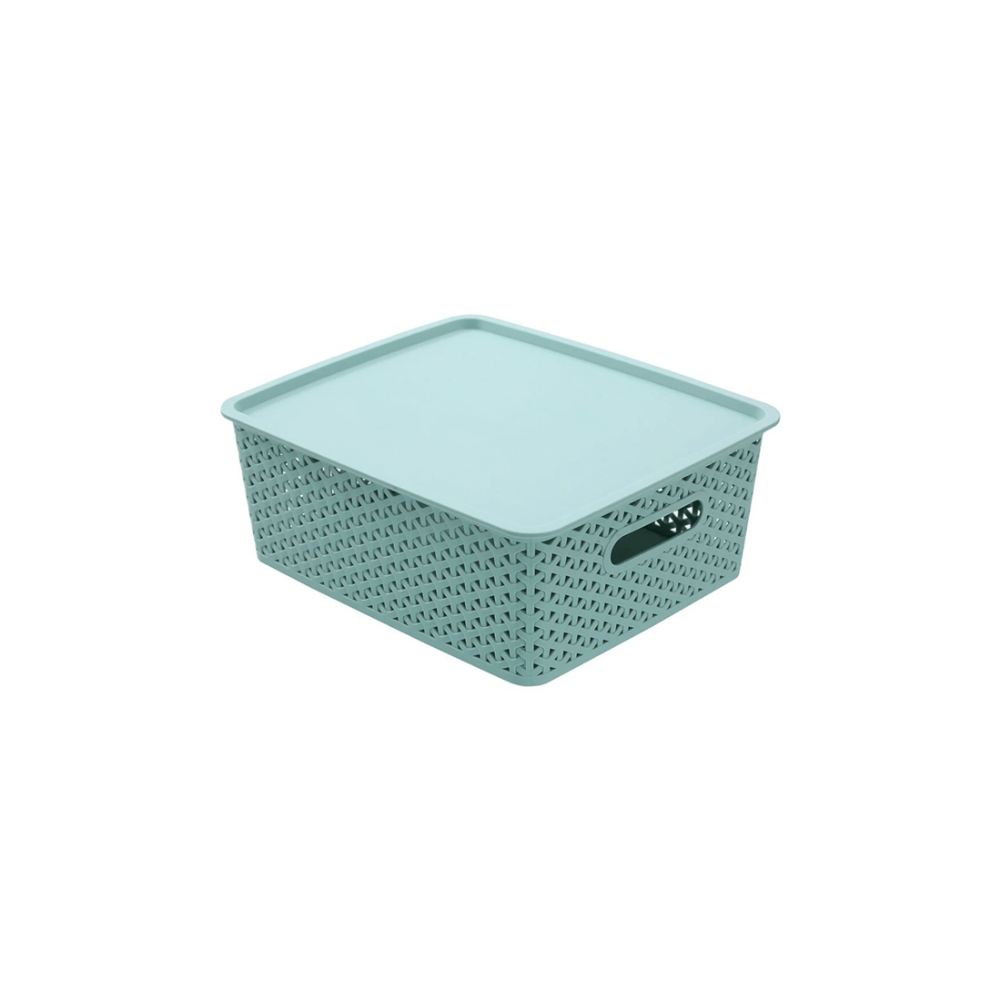 1 Boxsweden Wicker 36x13.5cm Woven Storage Basket With Lid Medium - Home Organiser Storage Basket
 - Blue, 1 of 5