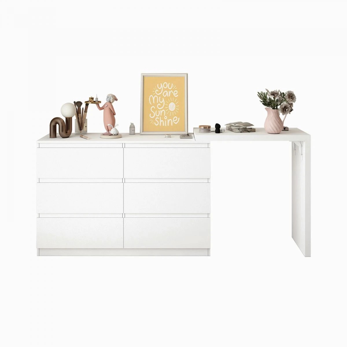 7 AUSWAY 6 Chest of Drawers Dresser Makeup Vanity Table, 7 of 7