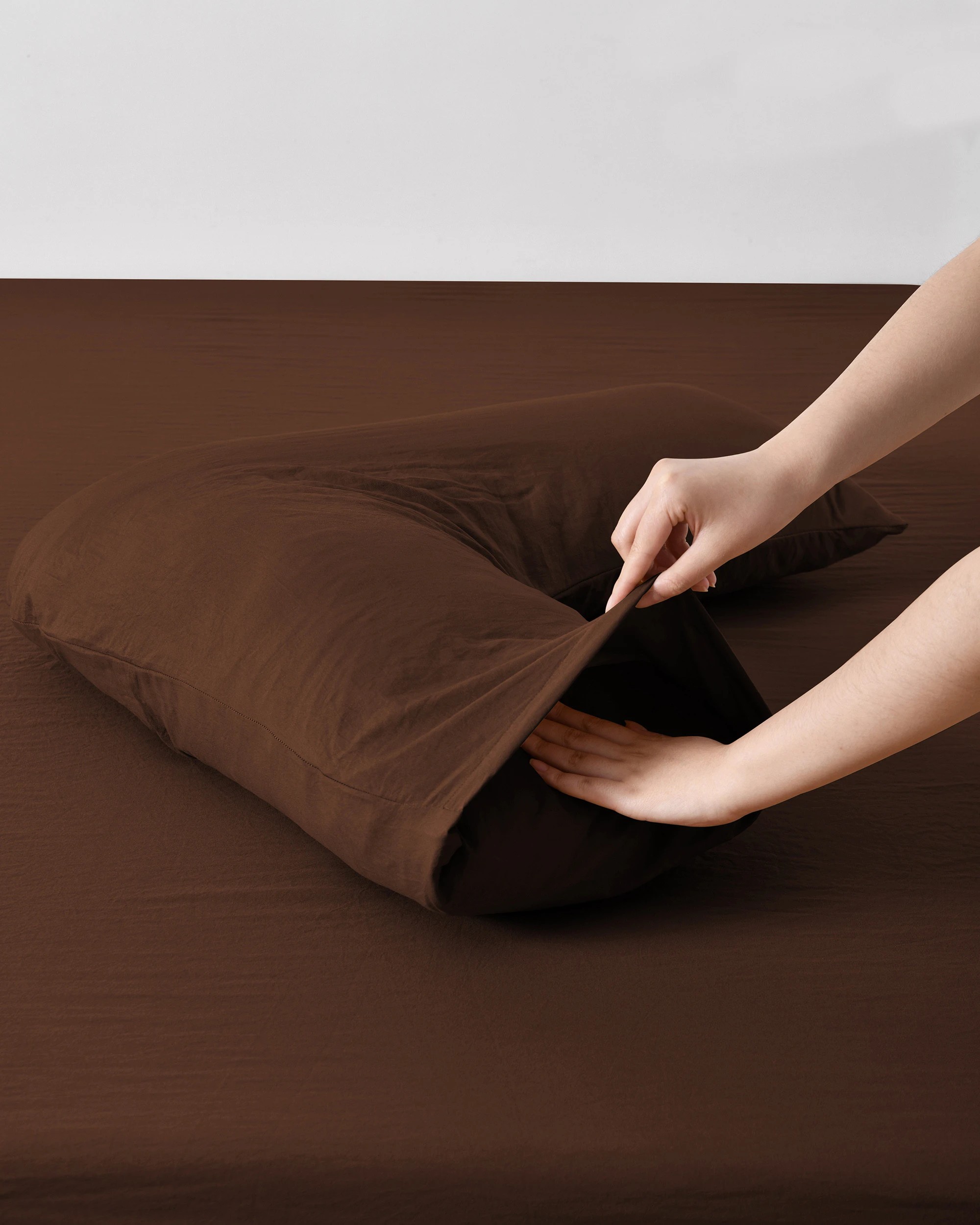 4 Dreamaker Superfine Washed Microfibre V-Shape Pillowcase Twin Pack - Chocolate, 4 of 6