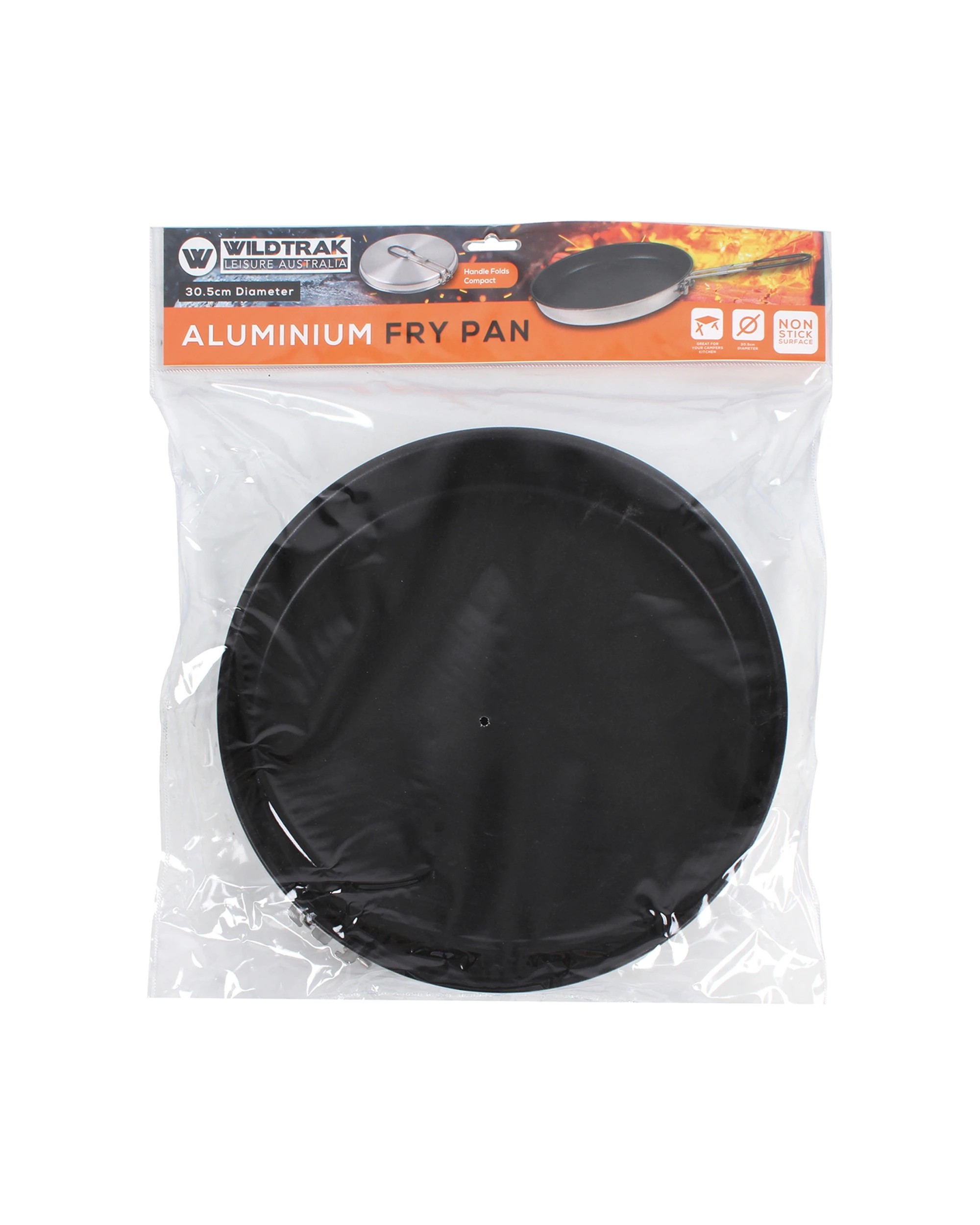 2 Wildtrak Aluminium Non-Stick Frying Pan Folding Handle Camping Cookware - Black, 2 of 3