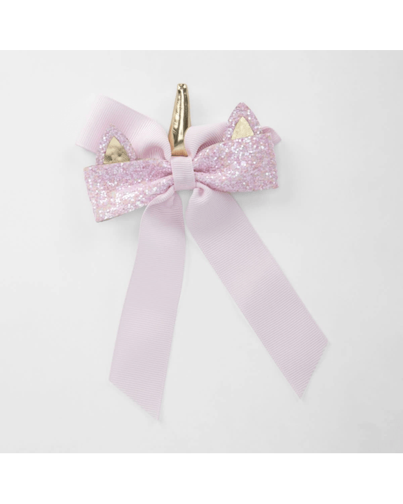 Pink Unicorn Bow Hair Clip