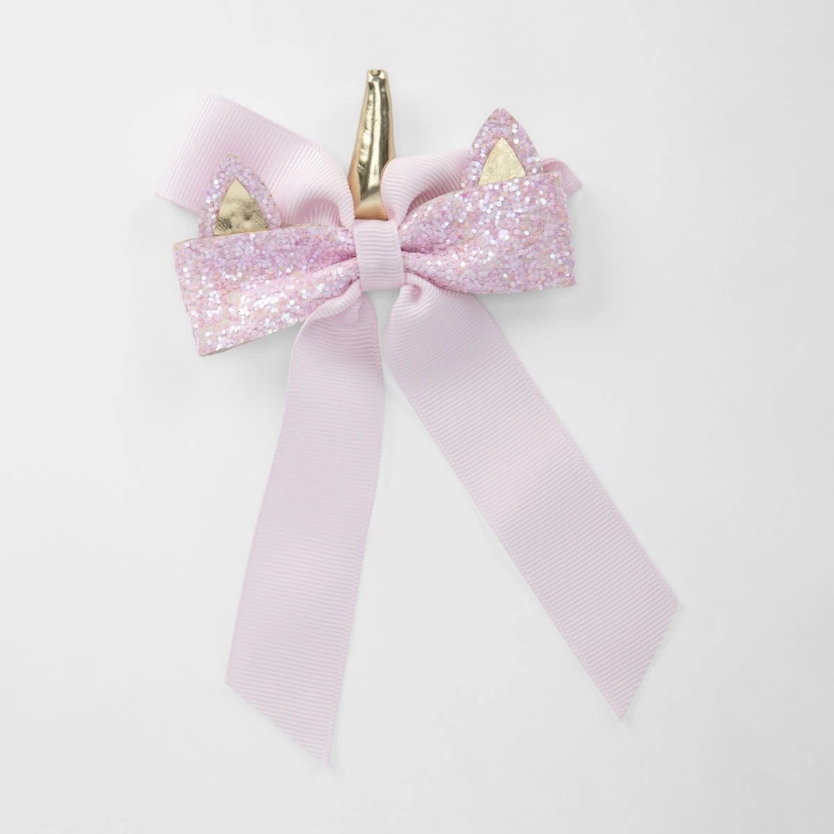 1 Pink Unicorn Bow Hair Clip, 1 of 3