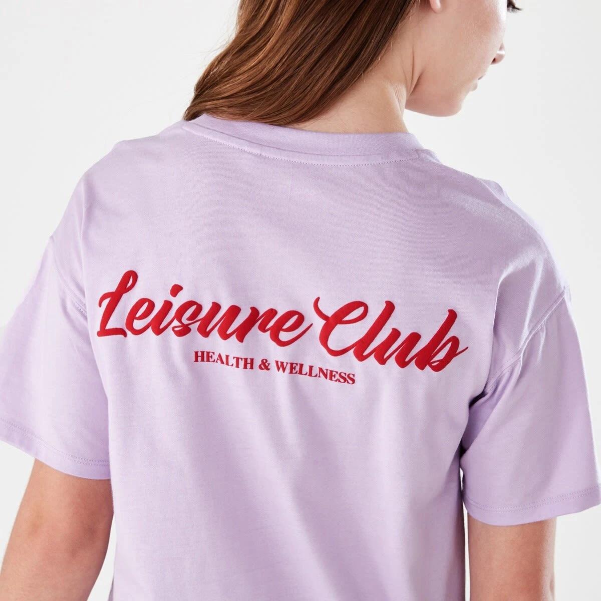 6 Short Sleeve Cropped Print T-shirt LEISURE CLUB PASTEL LILAC, 6 of 8