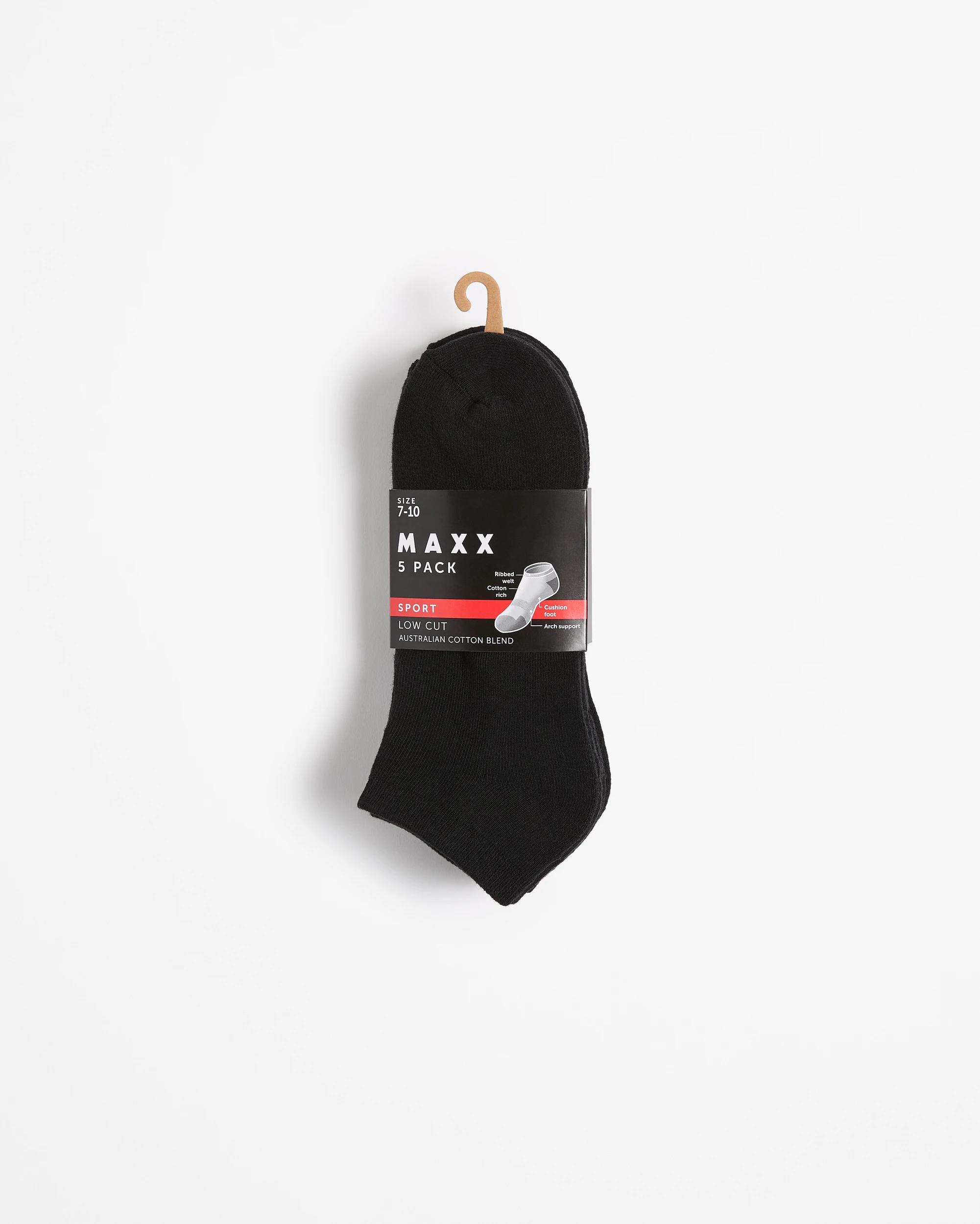 3 Australian Cotton Blend 5 Pack Sport Low Cut Socks - Maxx BLACK, 3 of 3
