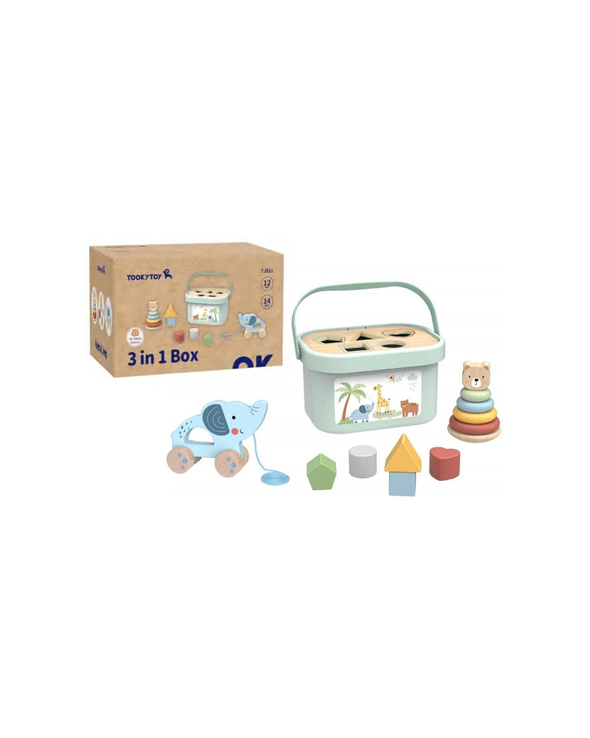 3 Tooky Toy 3-in-1 My Forest Friends Wooden Box Kids Educational Fun Playset - Multi, 3 of 3