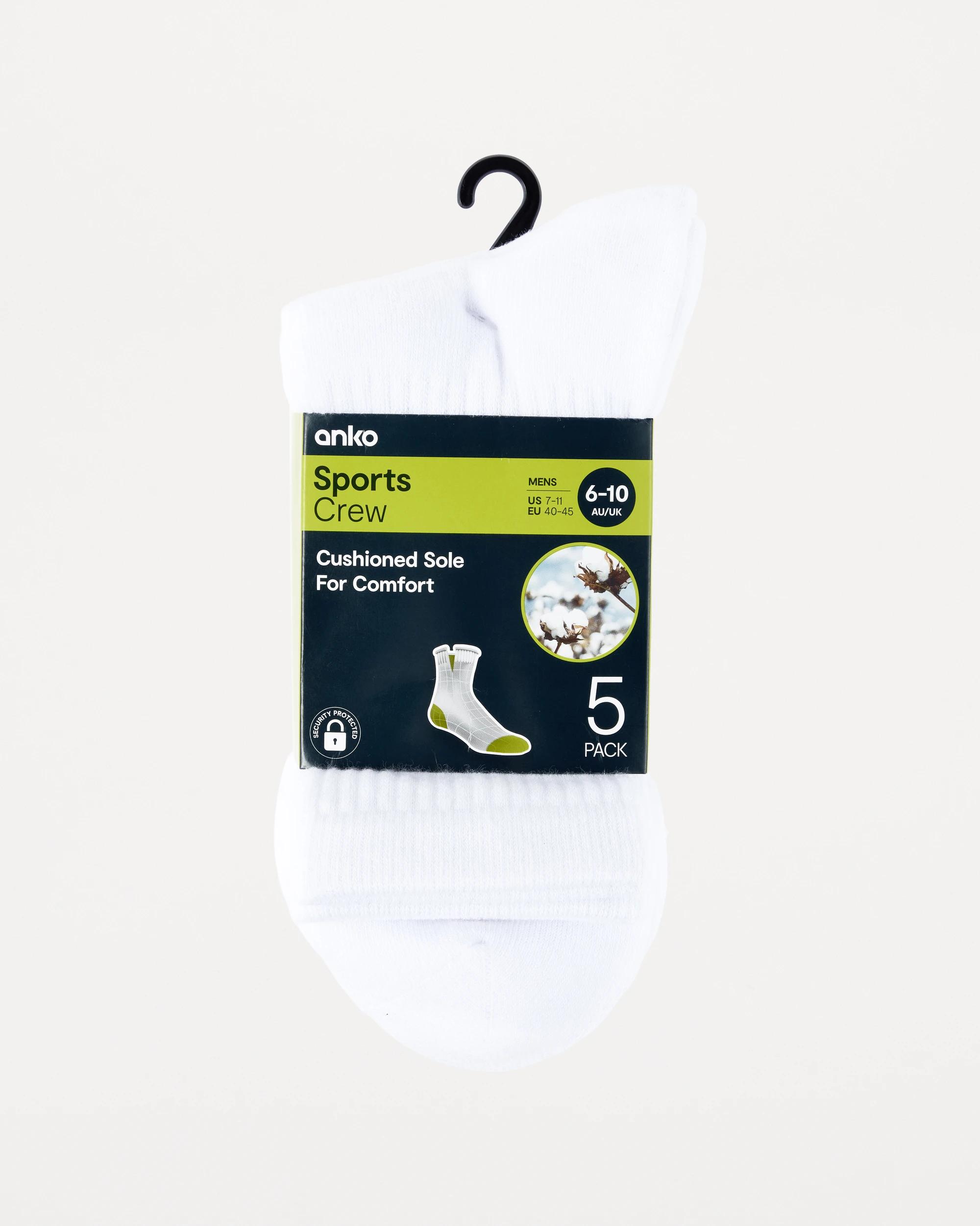 3 5 Pack Crew Sport Socks WHITE, 3 of 3