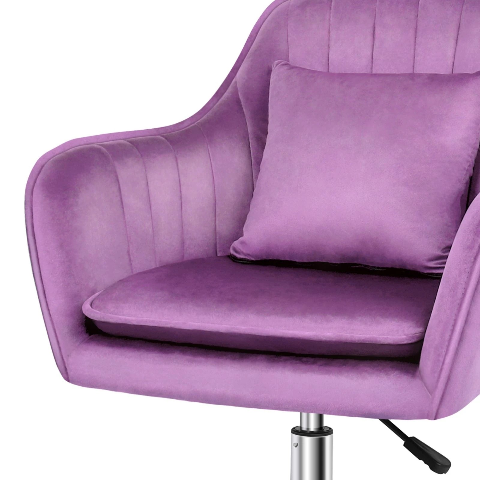 4 Alfordson Velvet Office Chair Fabric Computer Swivel Armchair Work Adult Kids - Purple, 4 of 10