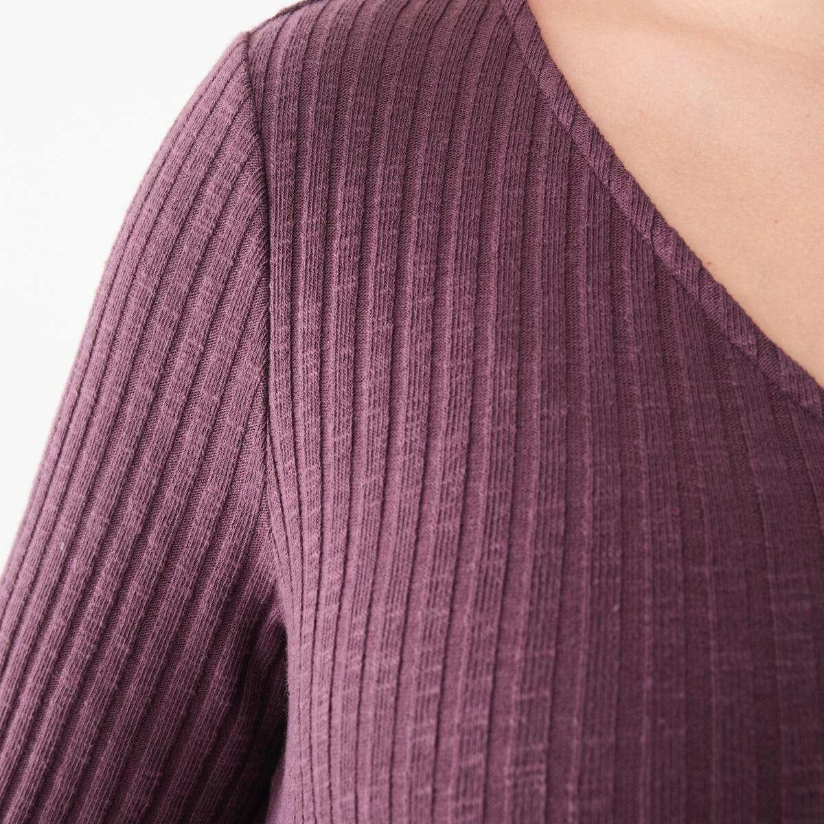 5 Curve Long Sleeve V-Neck Rib Top Berry, 5 of 5