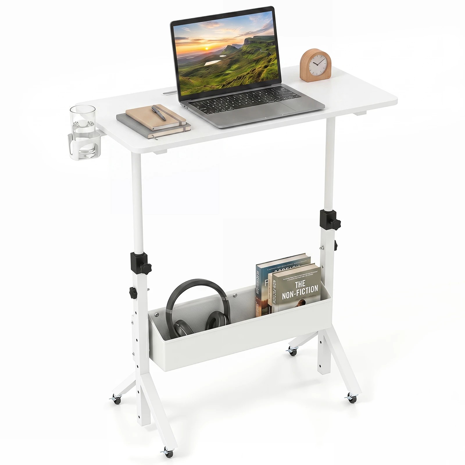 4 Costway Mobile Standing Desk Height Adjustable Home Office Stand Up Desk - White, 4 of 4