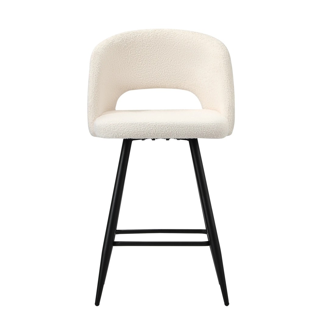 8 Oikiture 2x Bar Stools Kitchen Dining Chair Padded Chair Boucle Sura
 - White, 8 of 10