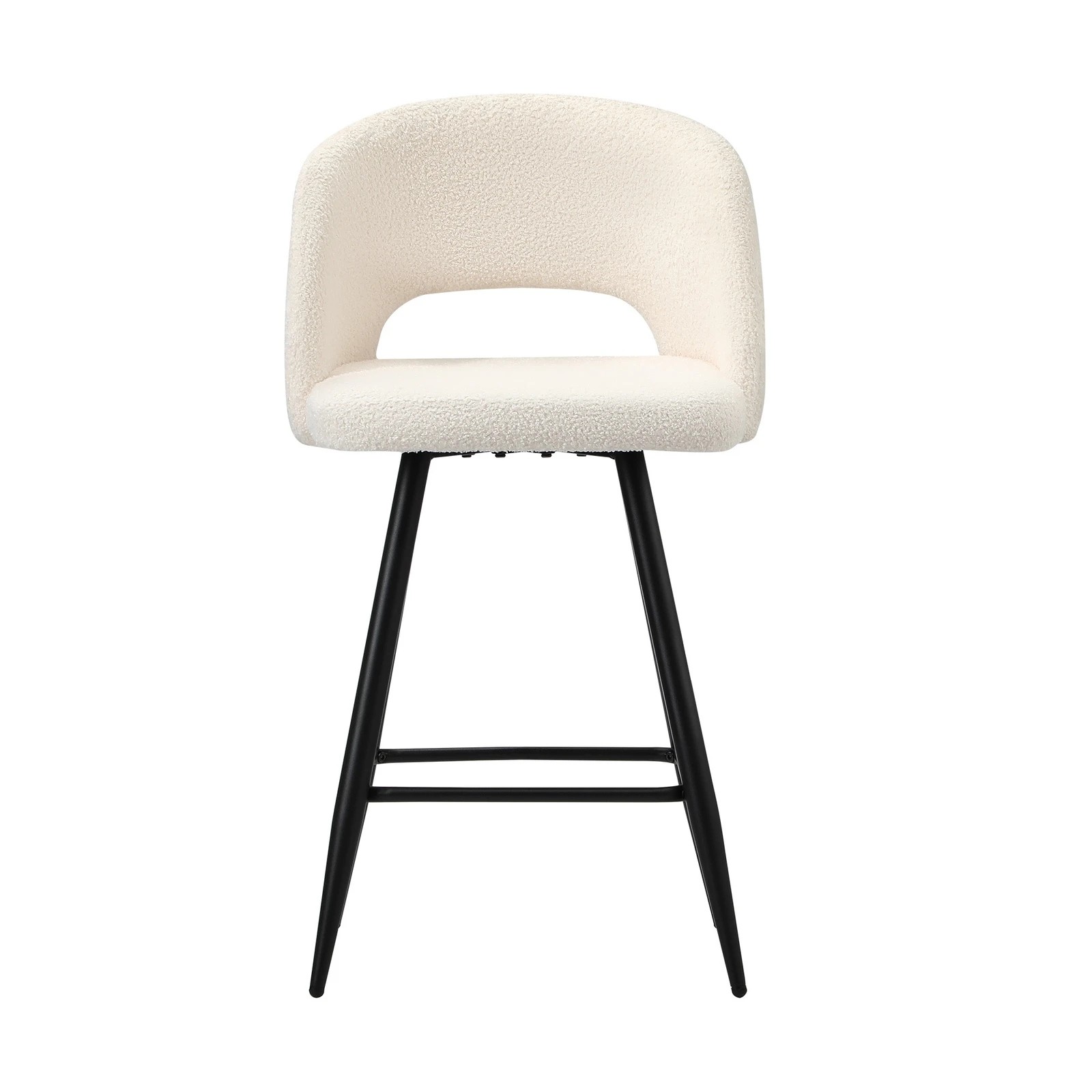 8 Oikiture 2x Bar Stools Kitchen Dining Chair Padded Chair Boucle Sura
 - White, 8 of 10
