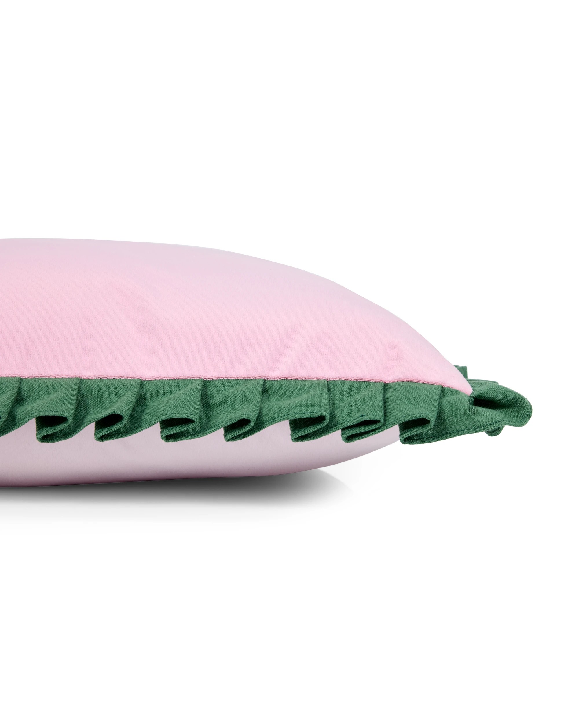 2 50cm Velvet Pleated Trim Cushion - Pink, 2 of 4