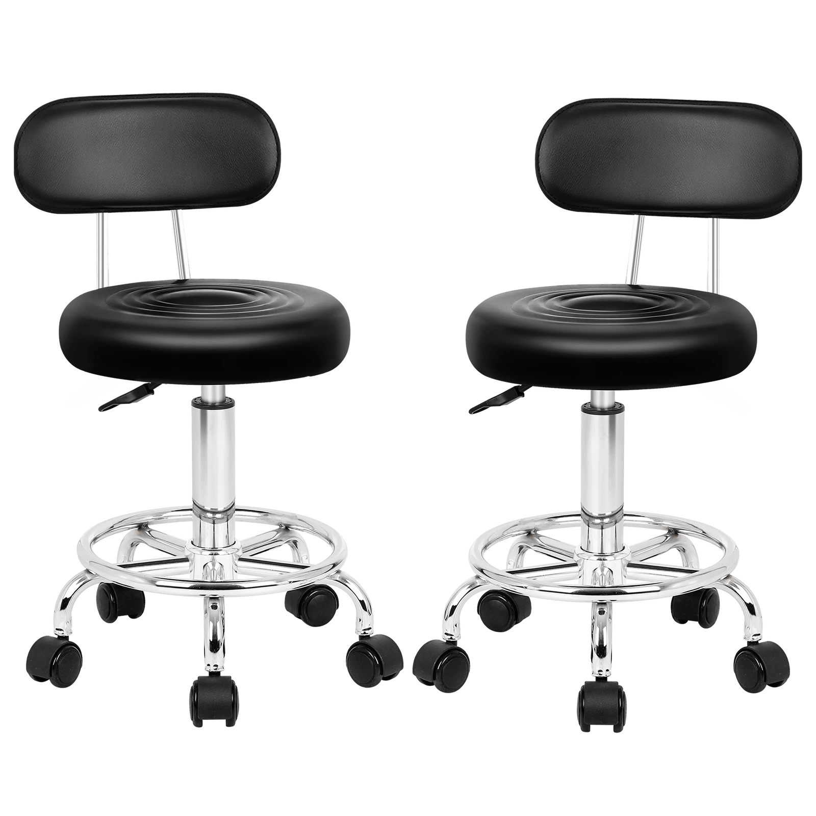 1 Alfordson 2x Salon Stool Backrest Swivel Barber Hair Dress Chair Declan - Black, 1 of 10
