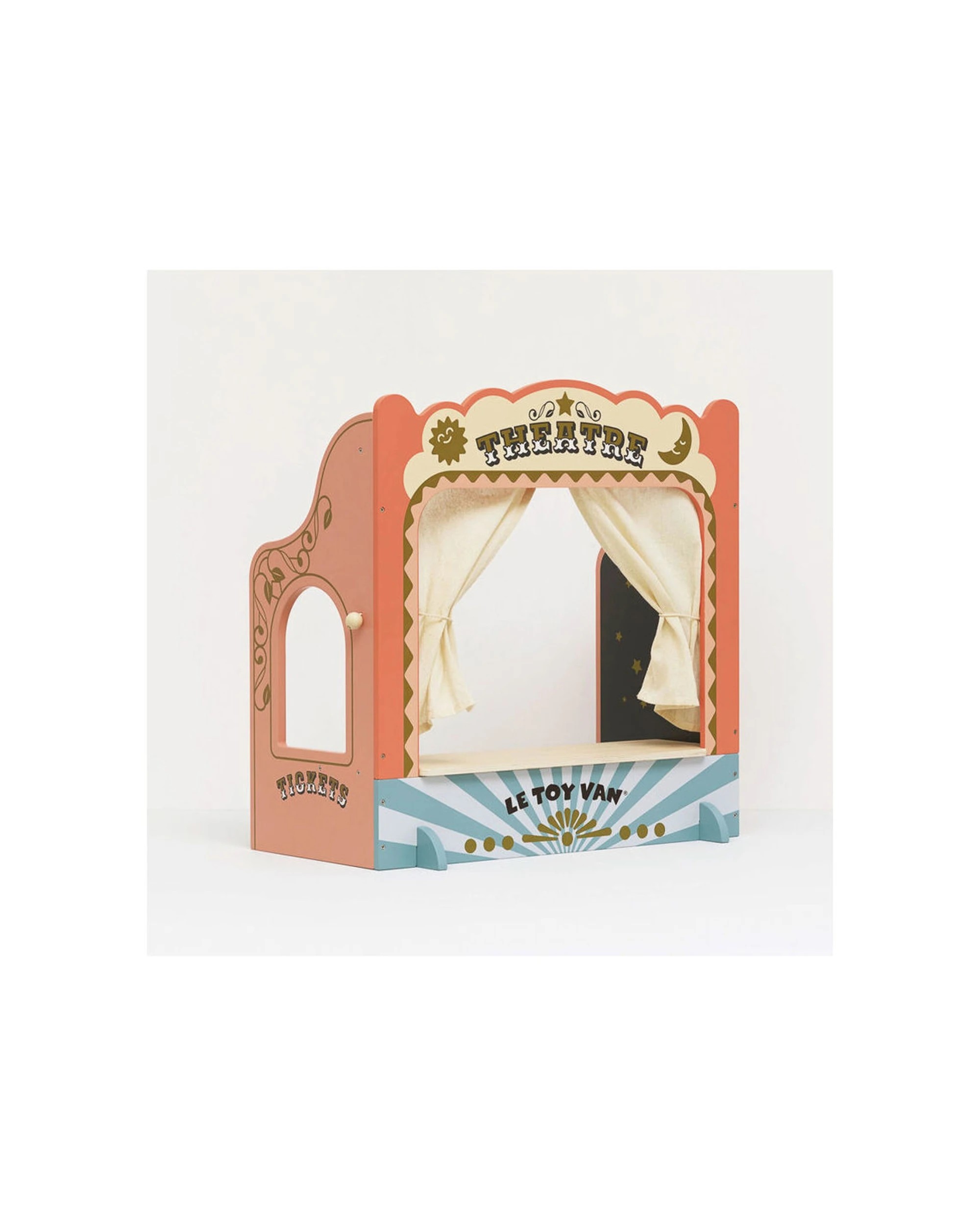 2 Le Toy Van Tabletop Puppet Wooden Theatre Pretend Play 57x55cm 3 Years - Multi, 2 of 9