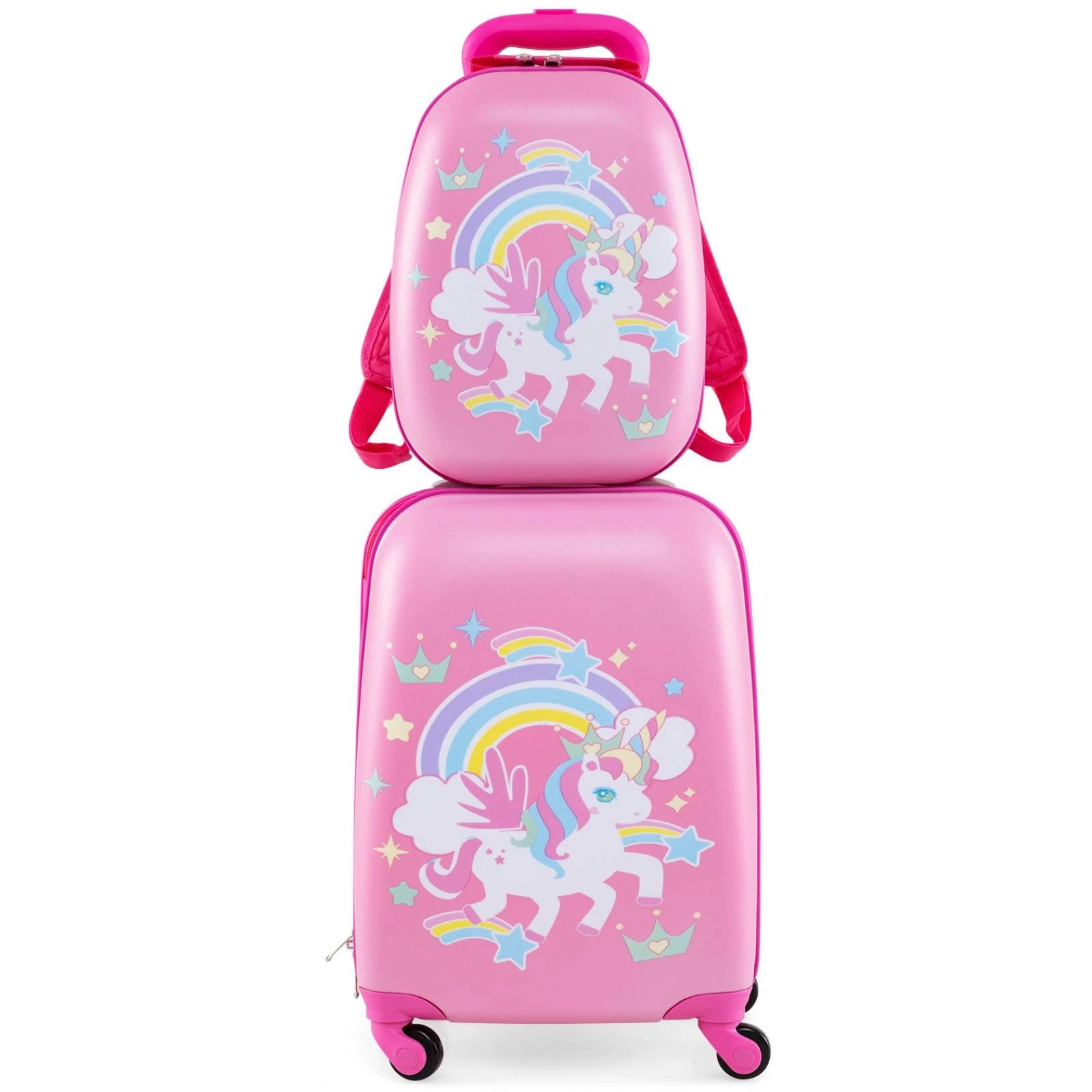 1 Costway 2PC Luggage Set Suitcase & Backpack Travel Carry On Bag Unicorn Pattern - Multi, 1 of 1