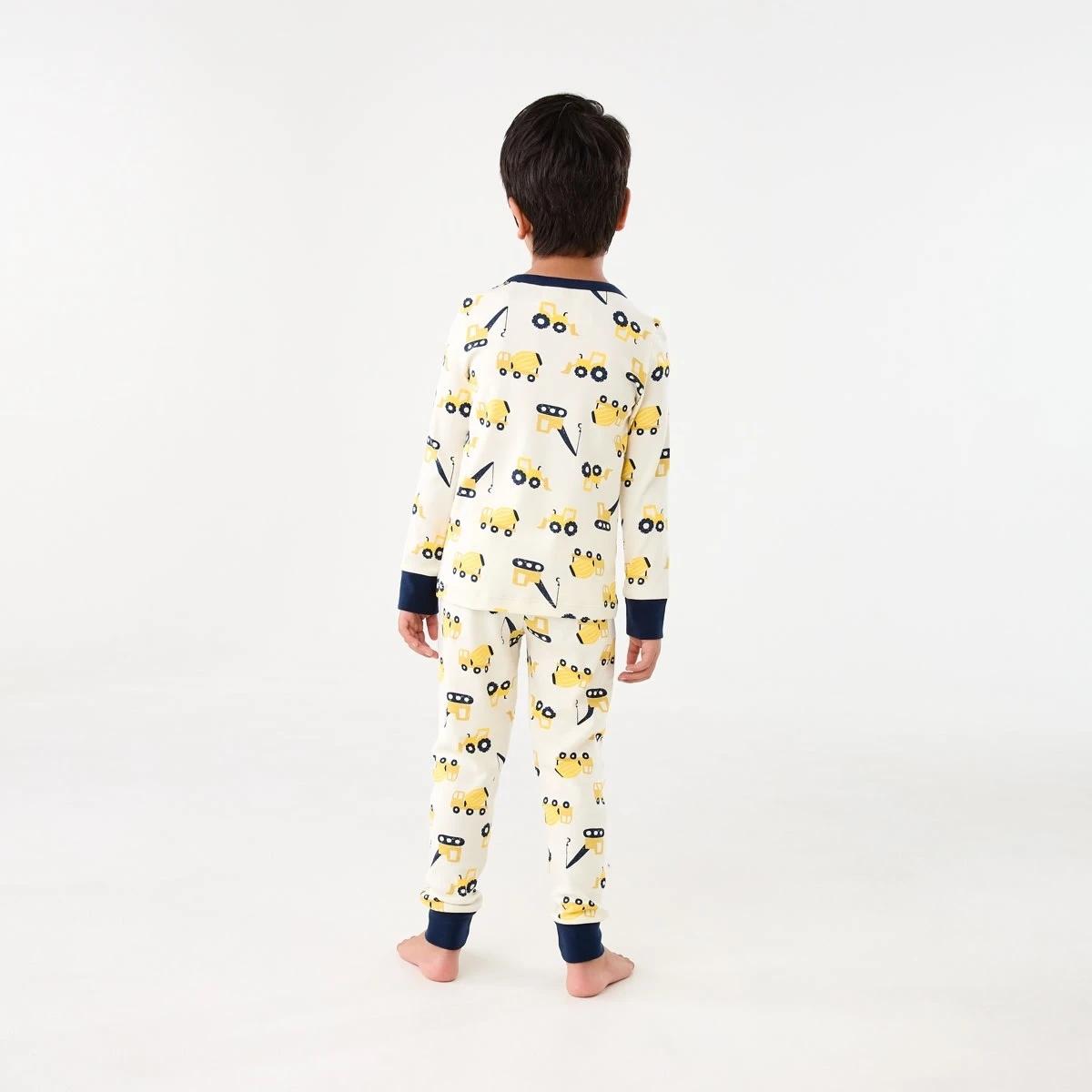 2 Rib Pyjama Set Wht Trucks, 2 of 9