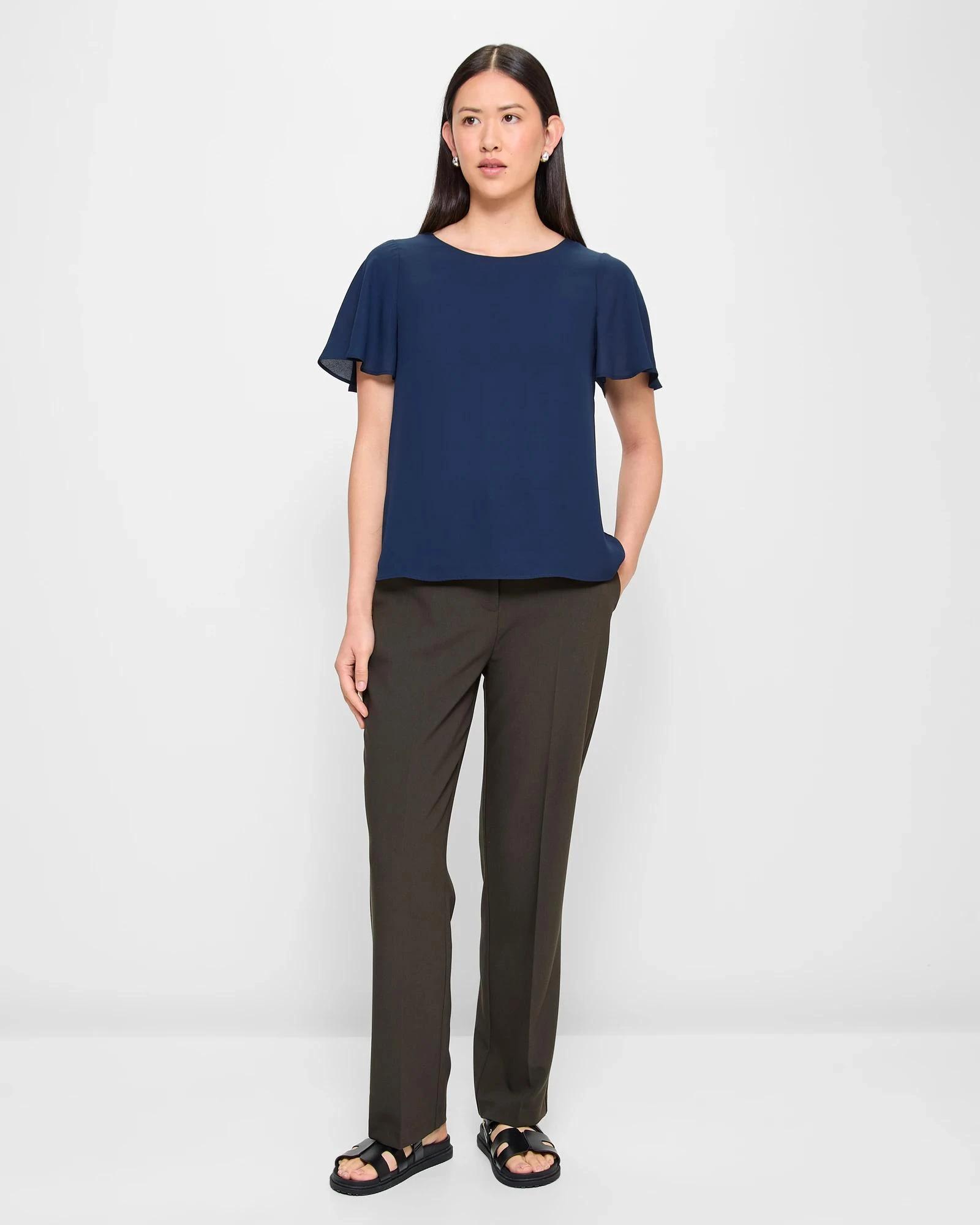 2 Preview Ella Crew Neck Blouse NAVY BLUE, 2 of 5