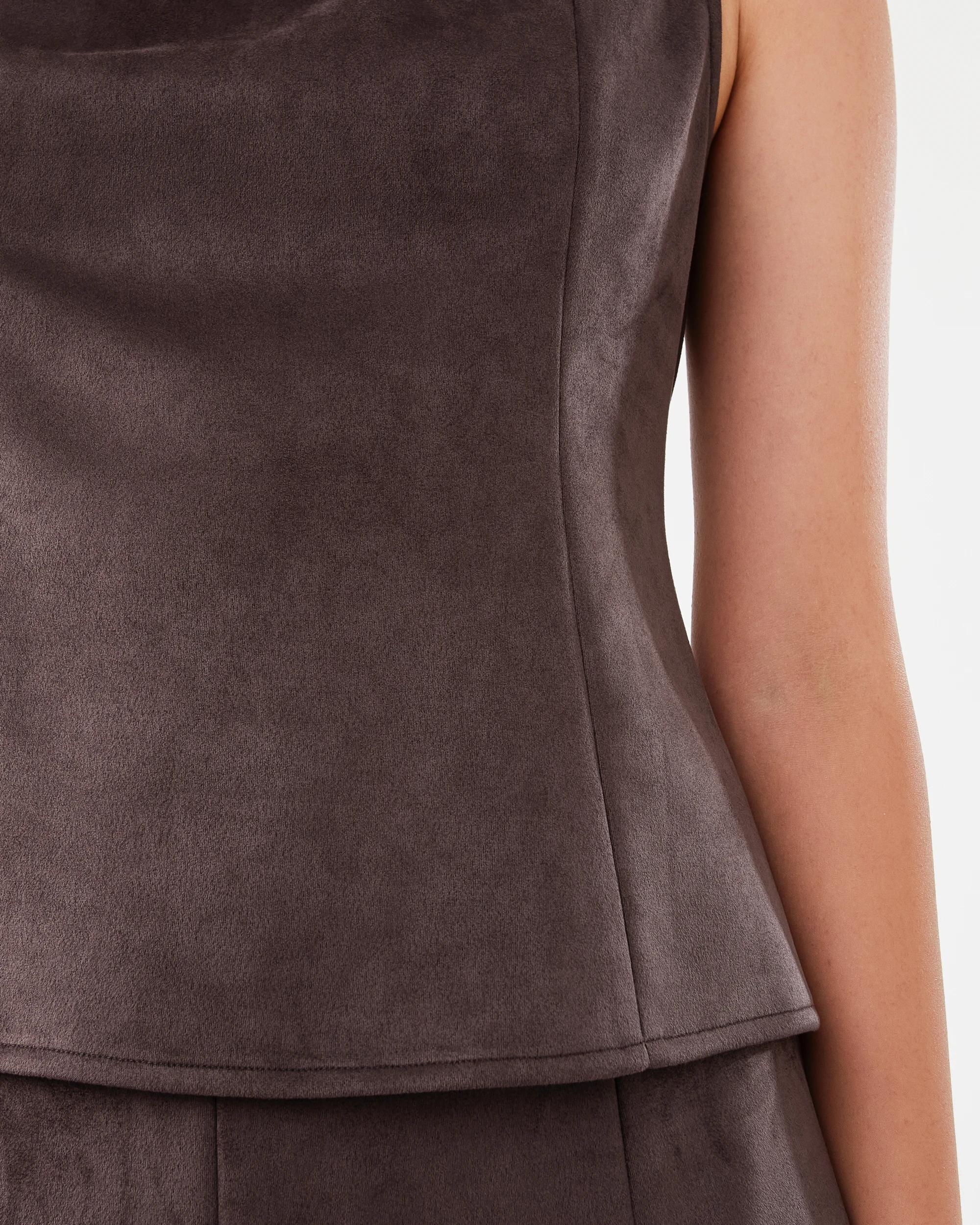 7 Sleeveless Suedette Top Choc Plum, 7 of 7