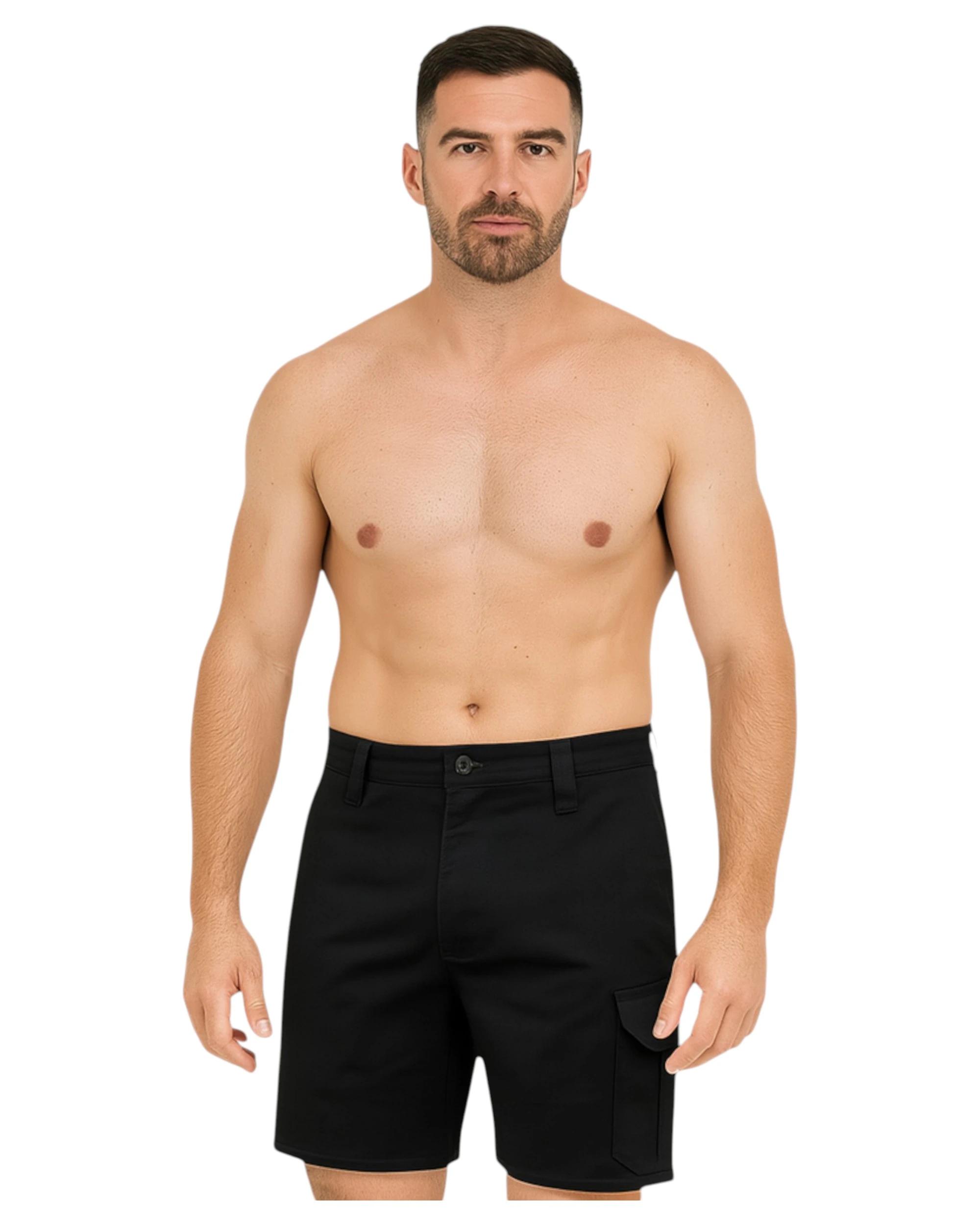 3 Hard Yakka Mens Core Basic Stretch Drill Cargo Short Black Black, 3 of 6