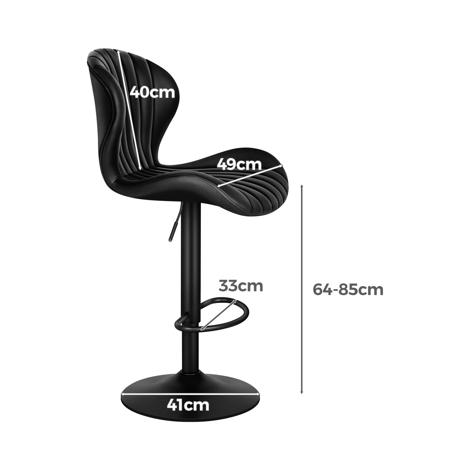 6 Alfordson 4x Bar Stools Gas Lift Leather Bar Chairs Kitchen Swivel Stella - Black, 6 of 10