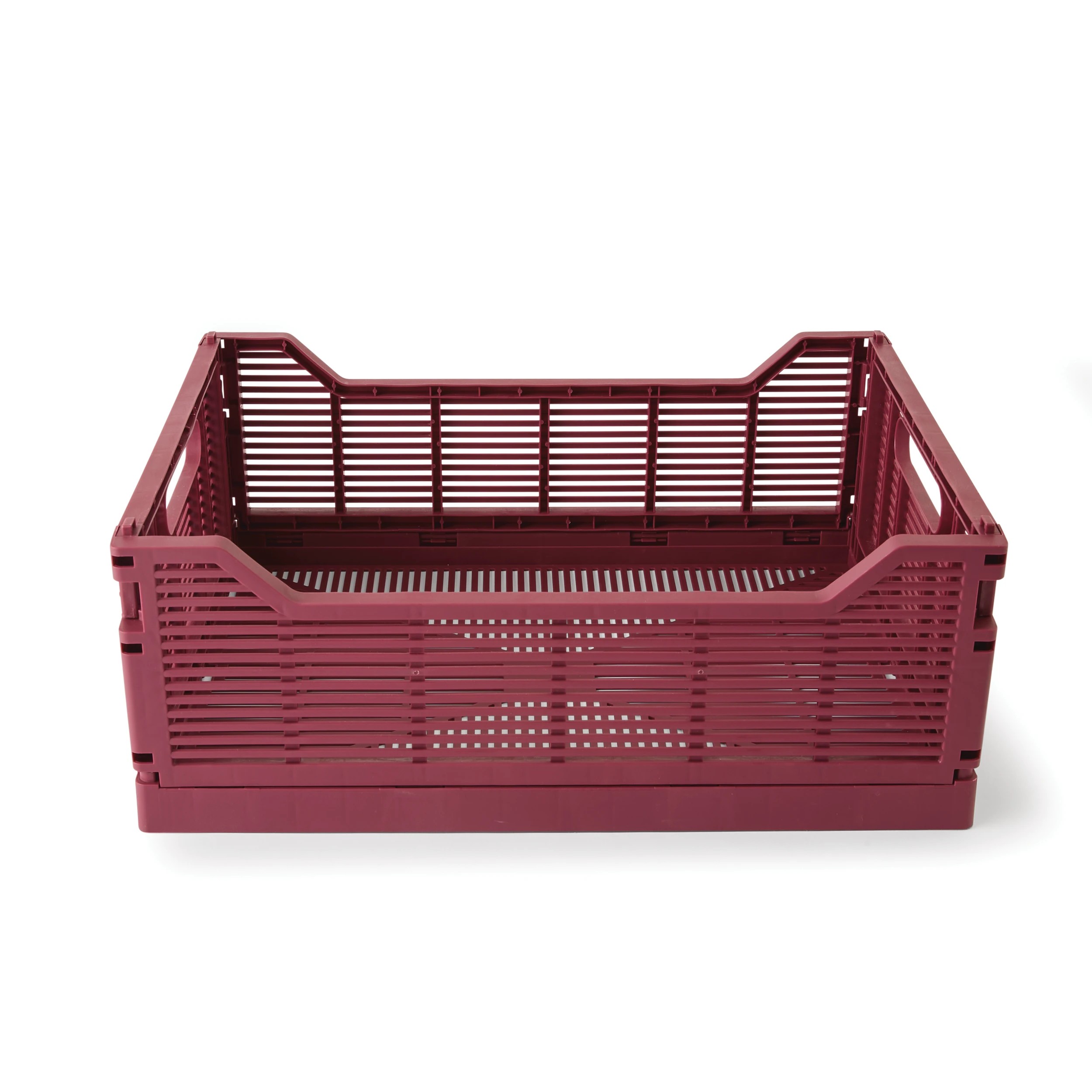 3 13L Linear Collapsible Crate - Medium, Burgundy, 3 of 6