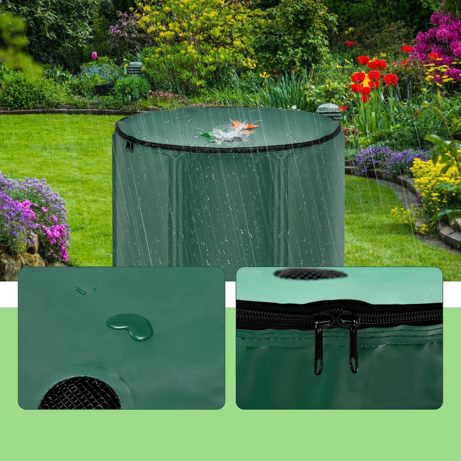4 Costway 200L Collapsible Rain Barrel Foldable Rainwater Collection System Water Storage Container, 4 of 5