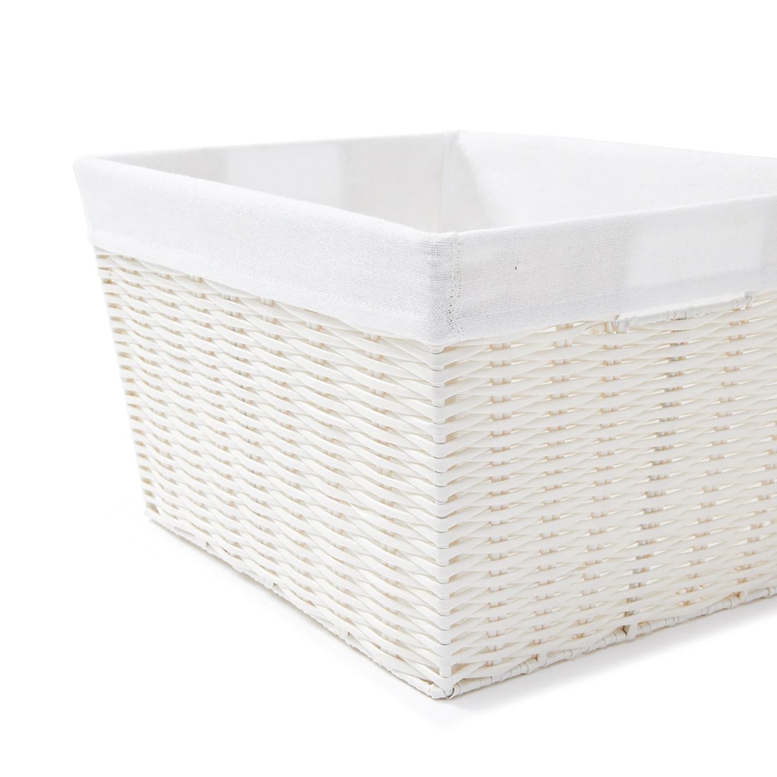 4 Rattan Look Basket with Liner - Medium, White, 4 of 9