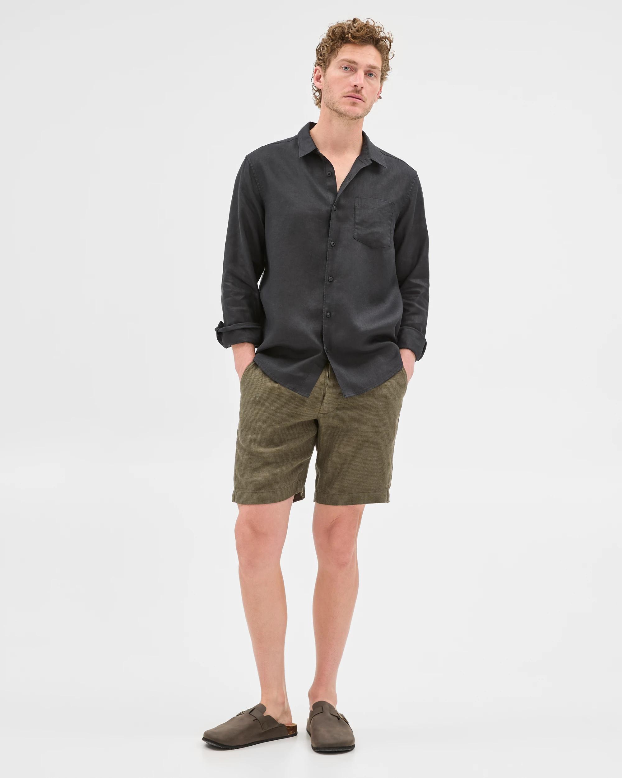 7 Target European Linen Long Sleeve Shirt BLACK, 7 of 7