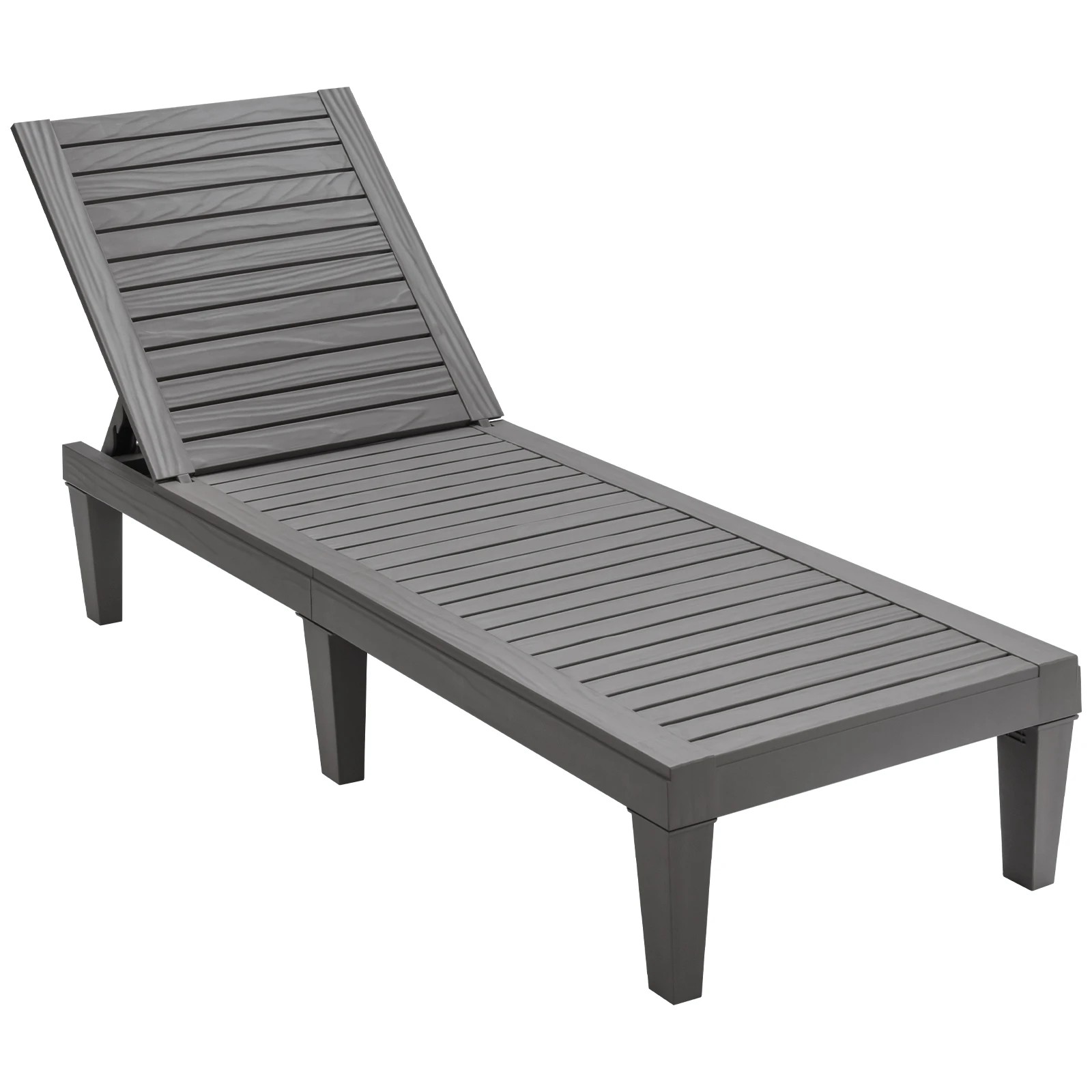 1 Costway Patio Chaise Lounge Chair 5-Position Adjustable Sun Tanning Chair - Grey, 1 of 3