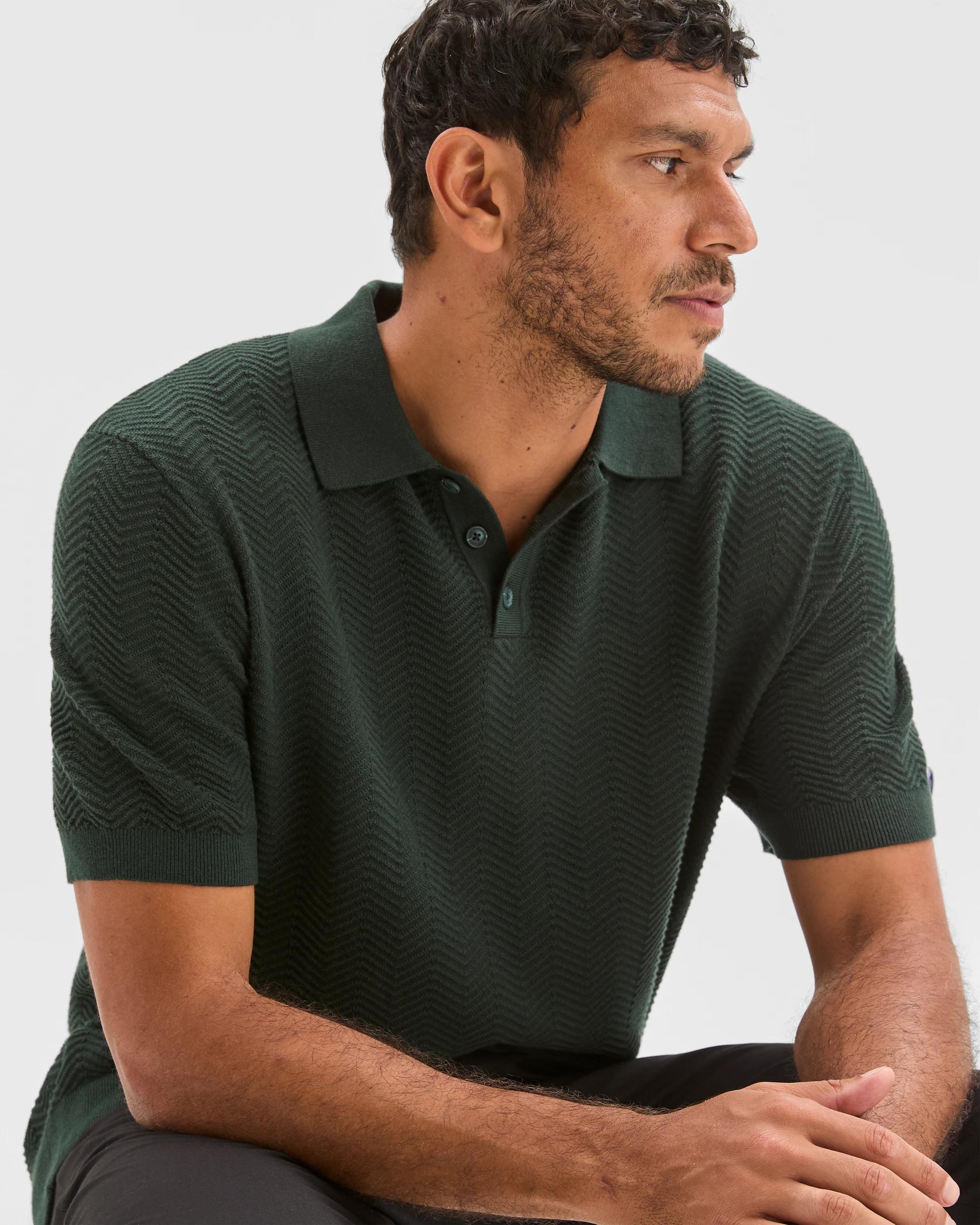 1 Preview Australian Cotton Knit Polo Top SCARAB, 1 of 6