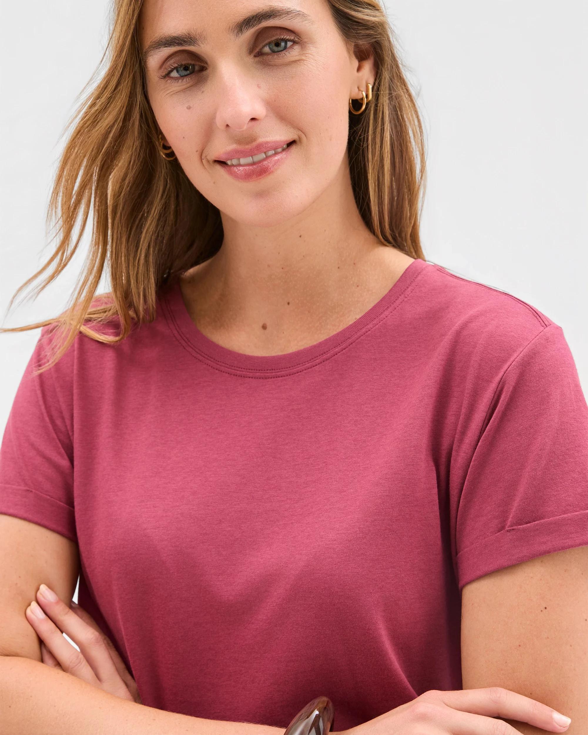 3 Target Cotton/Modal Relaxed Crew T-Shirt MULBERRY, 3 of 5