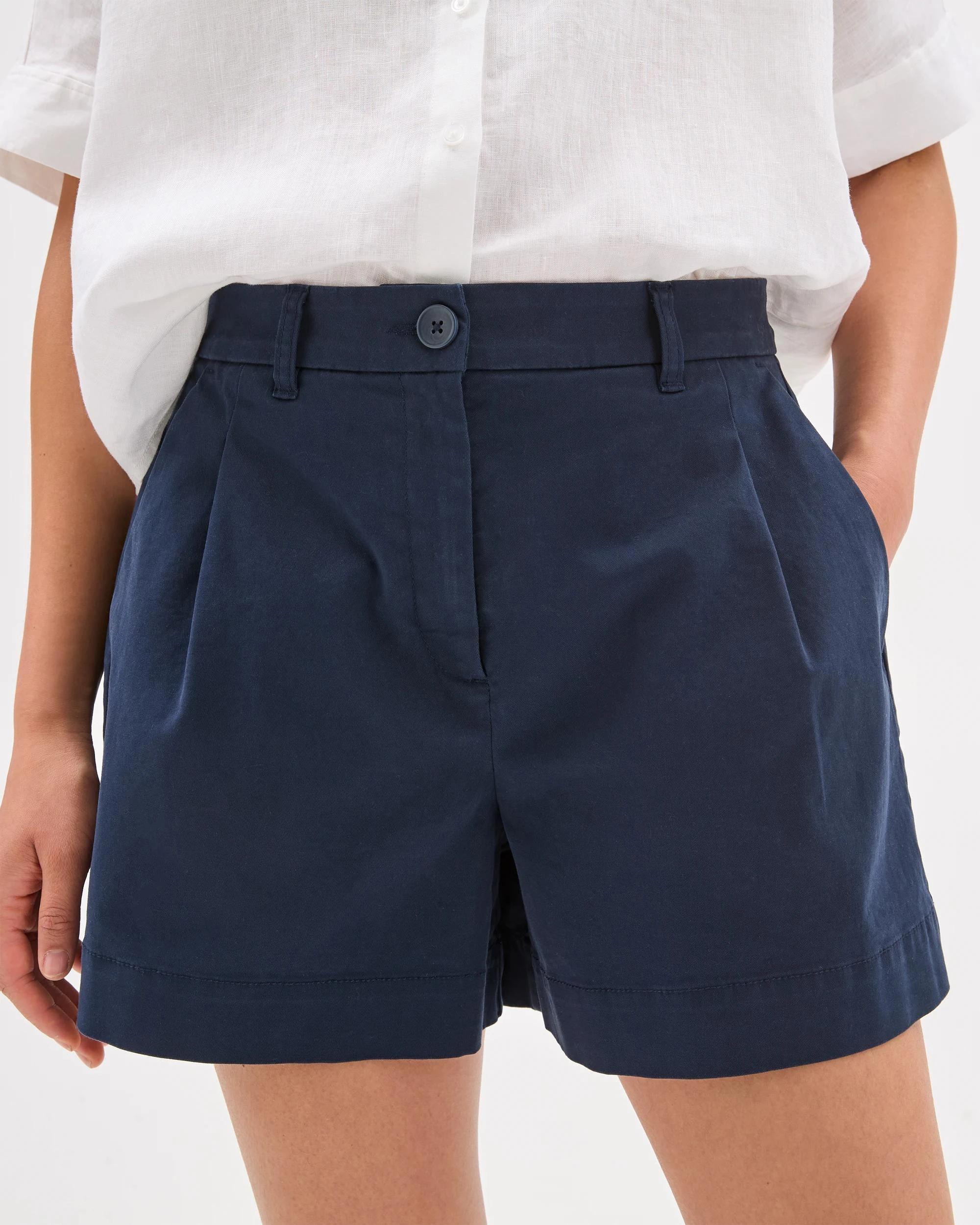 7 Target Australian Cotton Pleat Front Shorts NAVY BLUE, 7 of 7