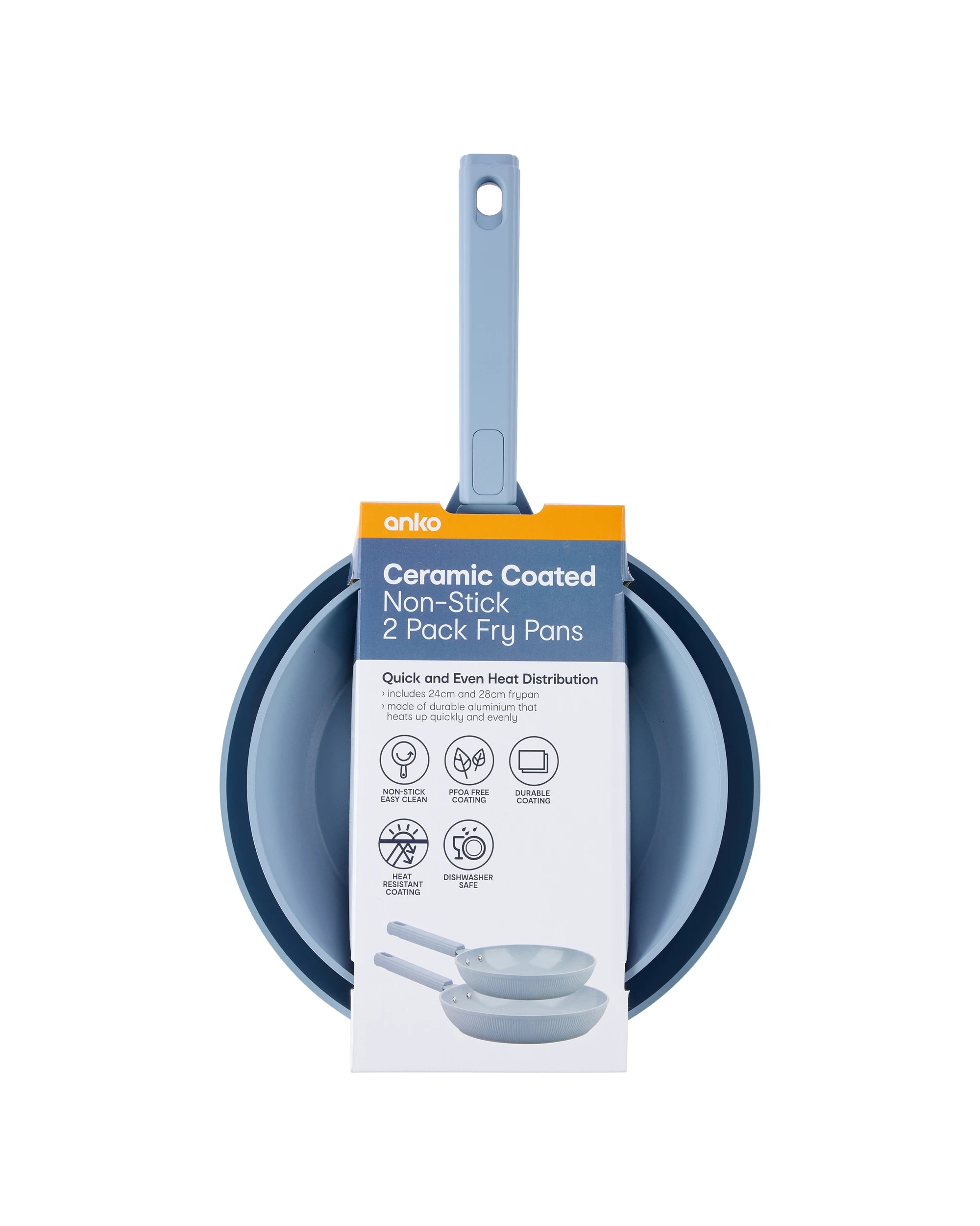 7 2 Pack Ceramic Coated Non Stick Fry Pans - Blue, 7 of 7