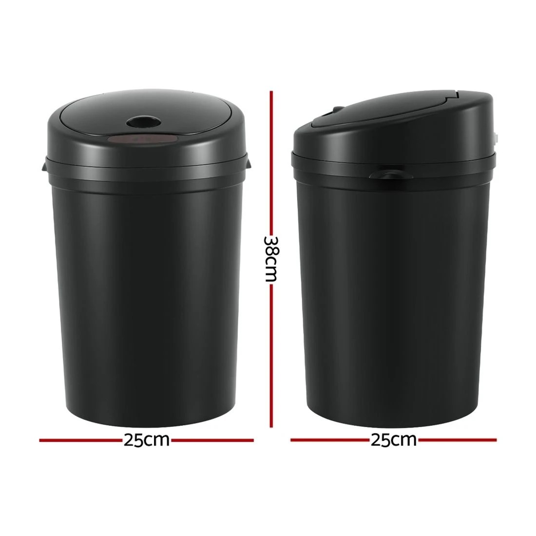 2 Devanti Sensor Bin Motion Rubbish Bins Kitchen Automatic Trash Can 9L
 - black, 2 of 5