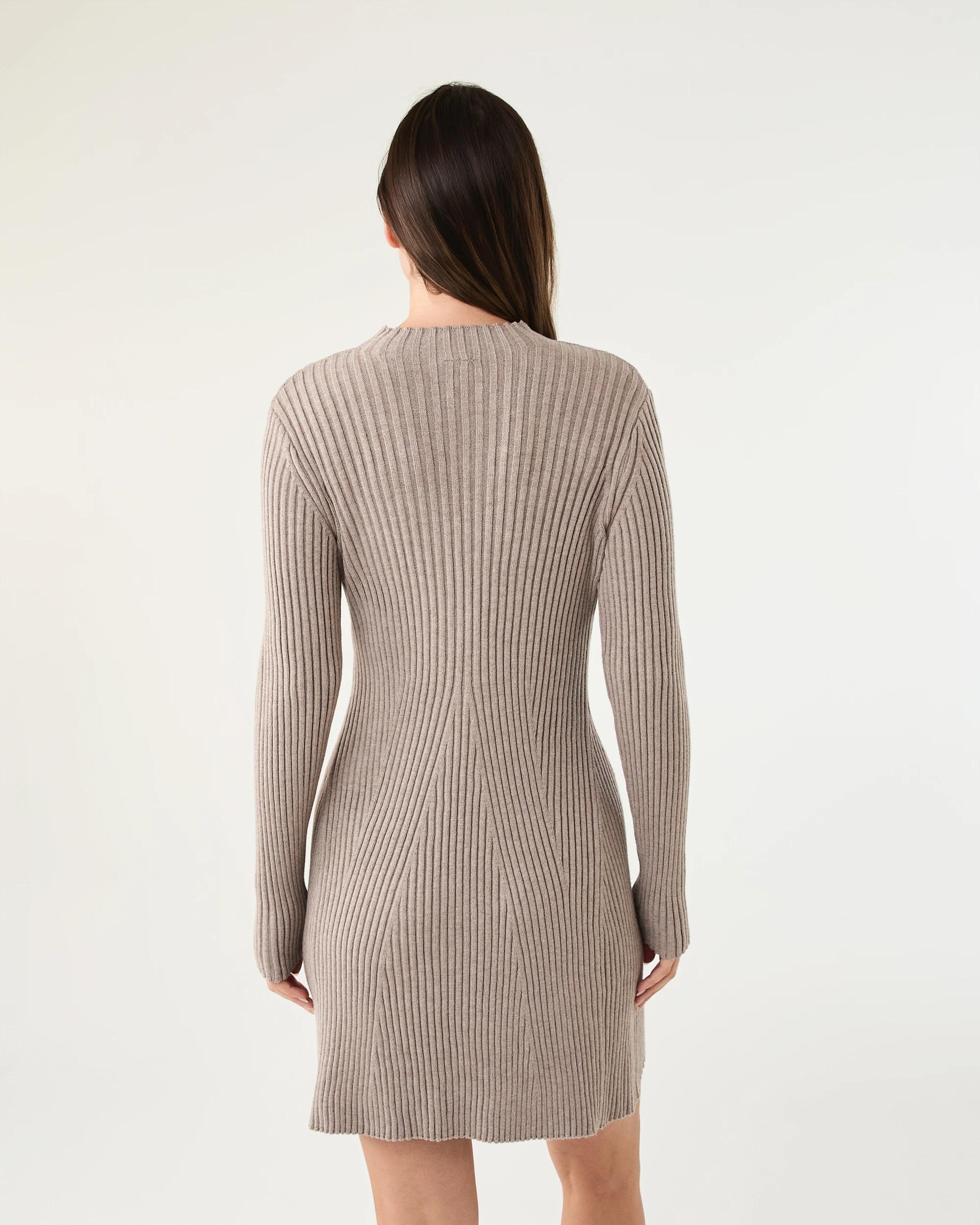3 Long Sleeve True Knit Skater Mini Dress Bge Otml, 3 of 8