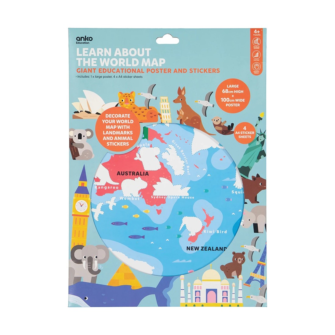 1 Learn About the World Map: Giant Educational Poster and Stickers, 1 of 9