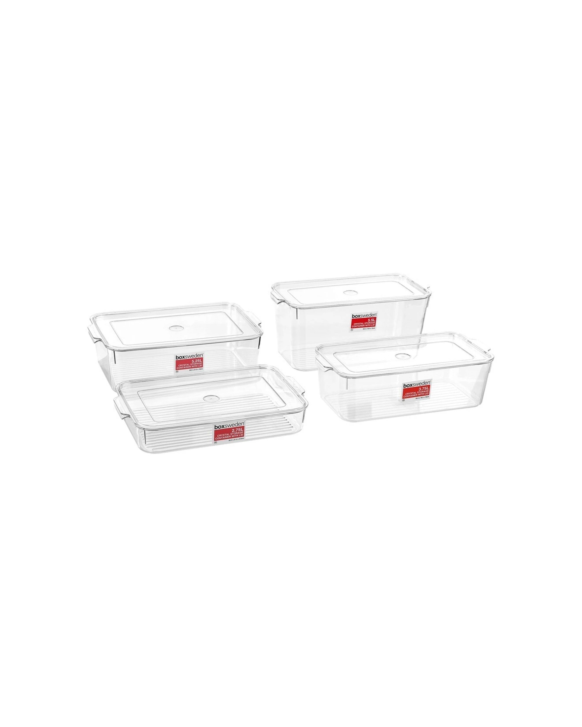 5 Boxsweden Crystal 3.75 Litre Storage Container With Lid 2 Pack Stackable - Clear, 5 of 5