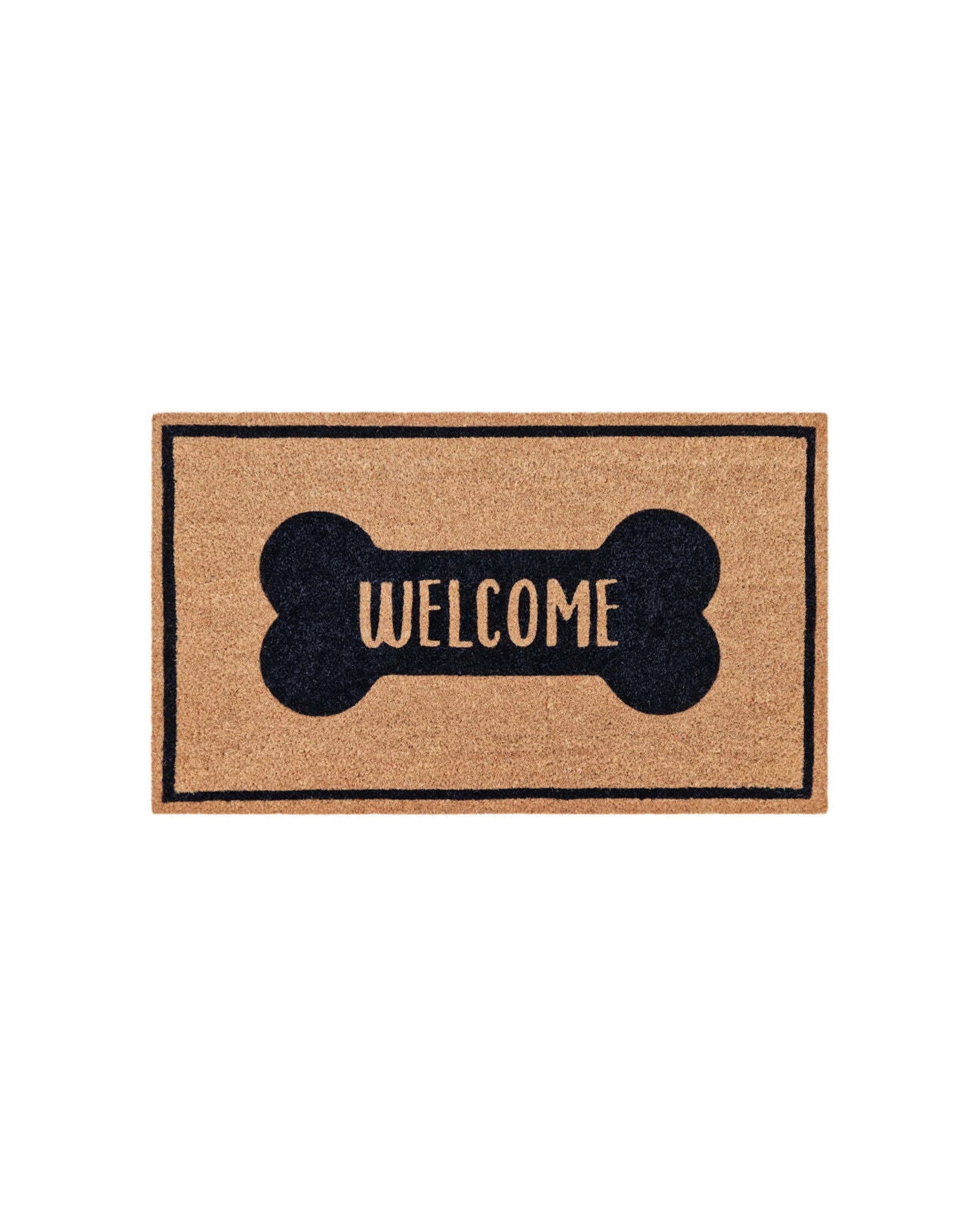 1 J.Elliot Dog Welcome Door Mat Floor Rug PVC Backed Coir Rectangle 45x75cm - Multi, 1 of 3