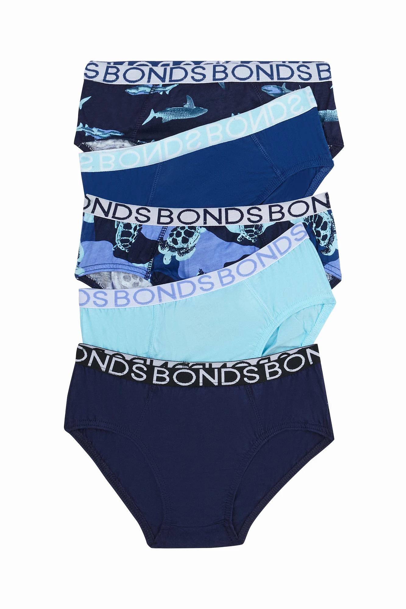 5 Bonds Boys Briefs 5 Pack BLUE SHARK, 5 of 5