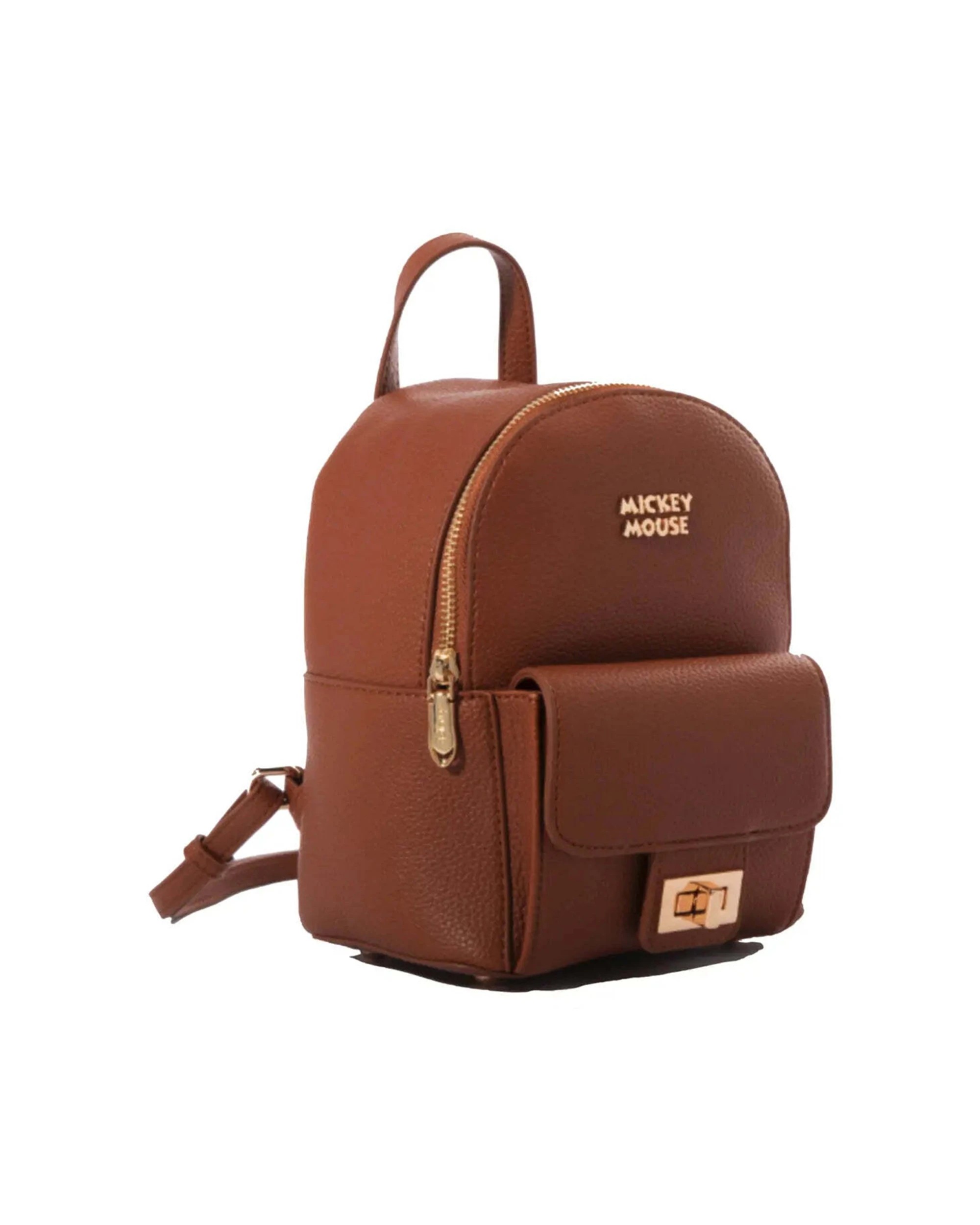 1 Disney Mickey Mouse Mini Backpack Adjustable Shoulder Straps PU Leather - Brown, 1 of 5
