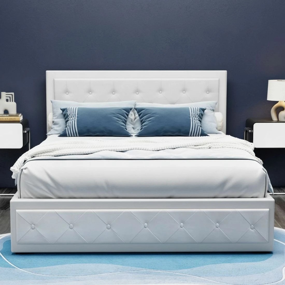 5 Artiss Bed Frame Queen Size Gas Lift  TIYO - White, 5 of 6