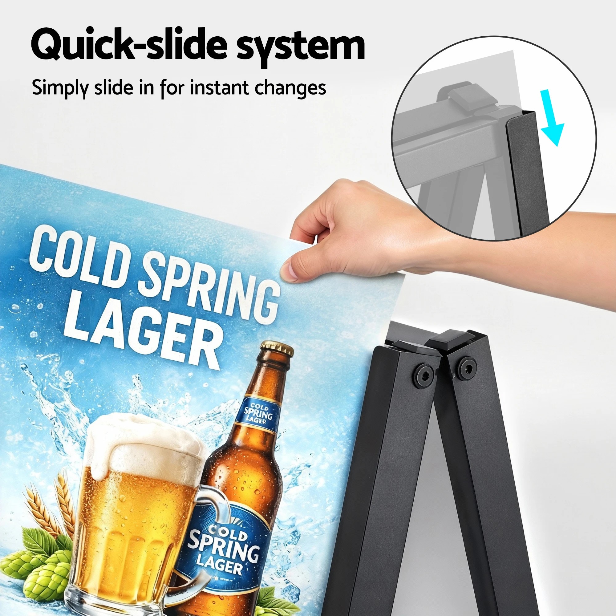 3 A1 Frame Sign Stand Double Sided Poster Display Board Outdoor Advertising 60x90cm - Black, 3 of 7