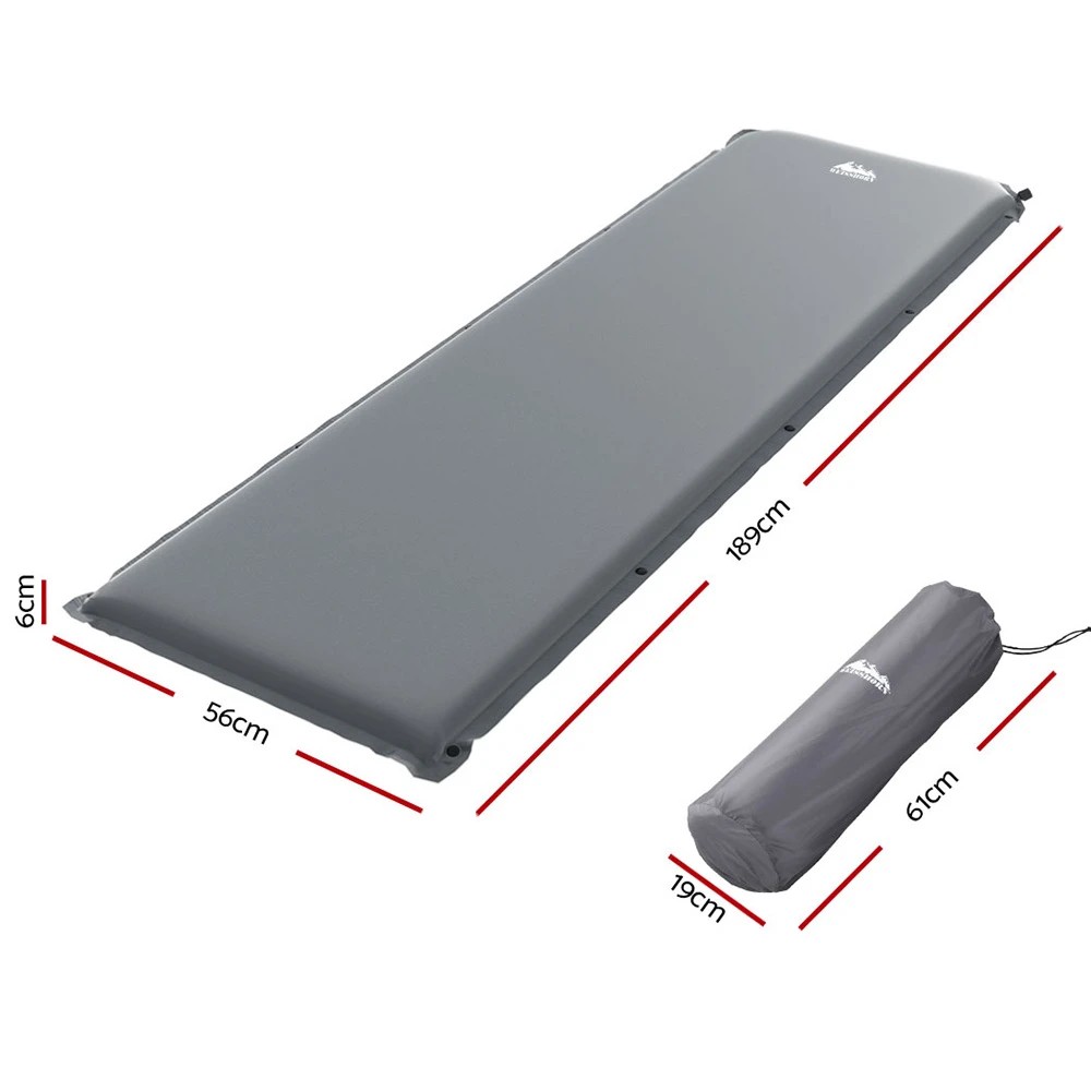 2 Weisshorn Self Inflating Mattress Camping Sleeping Mat Air Bed Pad Single - Grey, 2 of 4