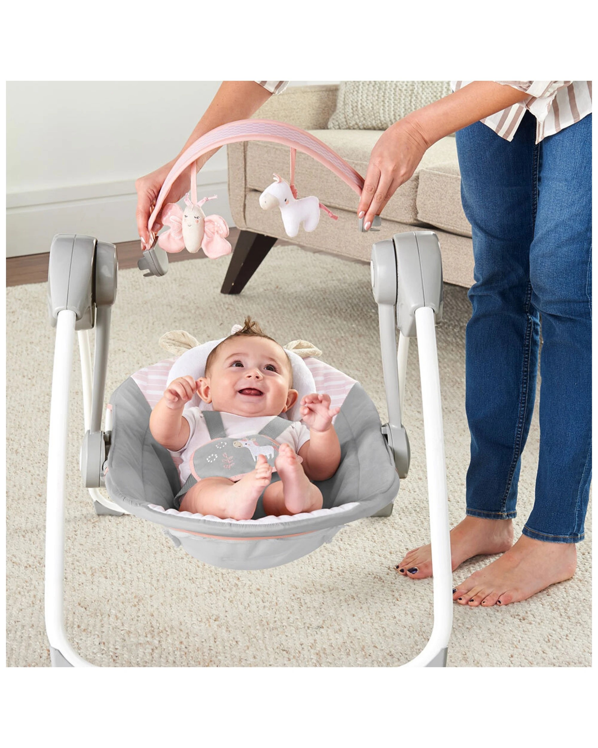 8 Ingenuity Baby Swing With Toys Portable Infant Seat For Girls 0m Plus
 - Pink, 8 of 8