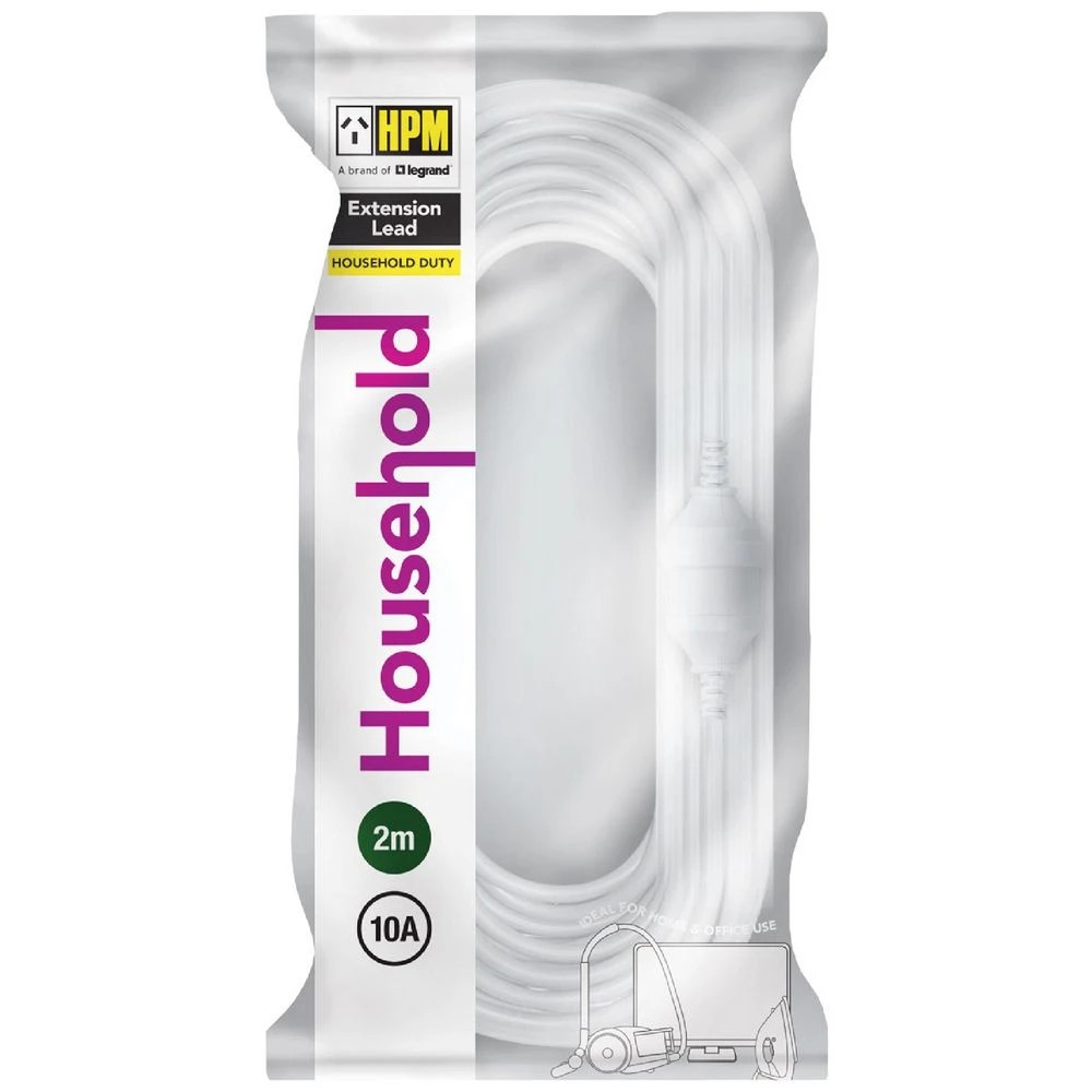 1 HPM Household Extension Lead 2m White, 1 of 1
